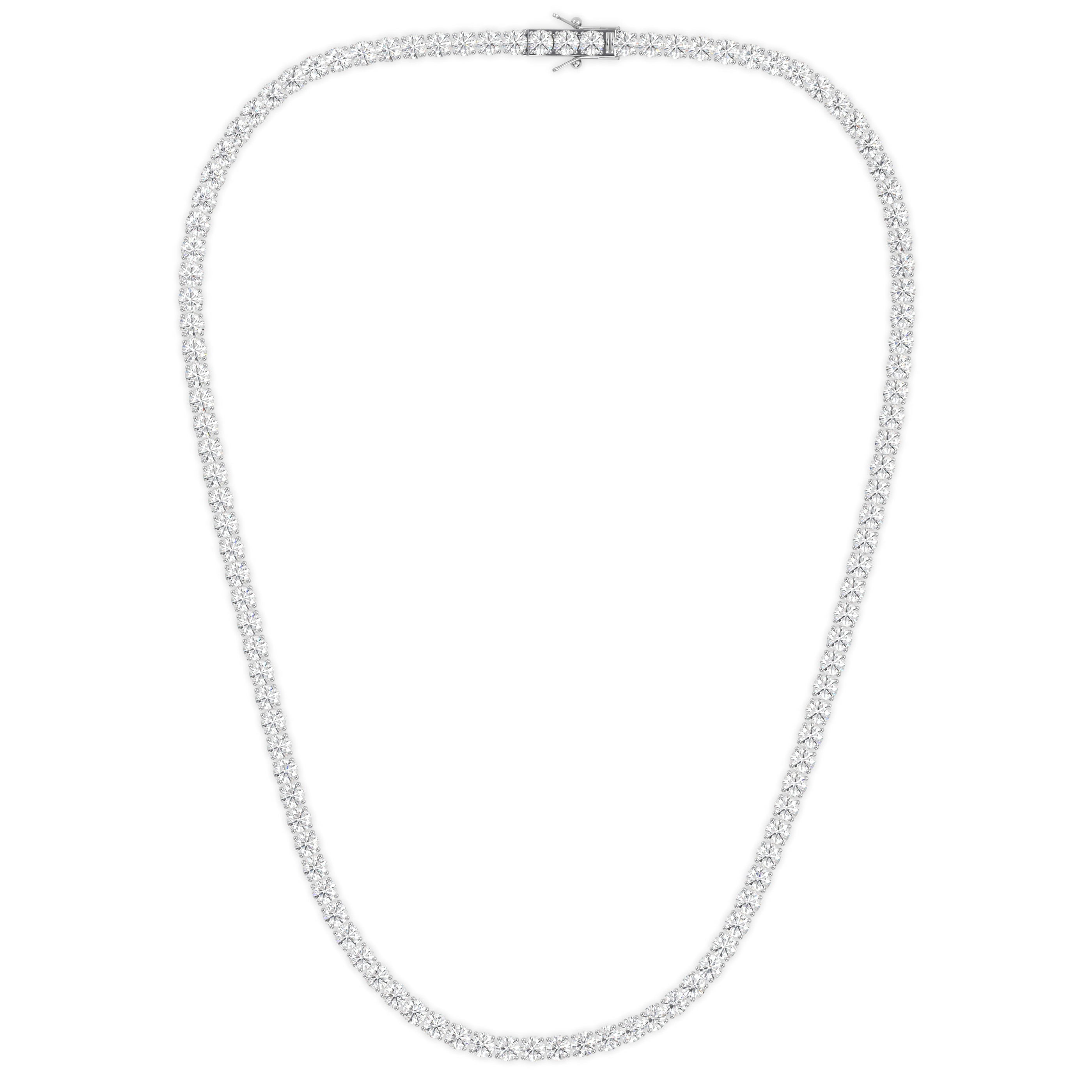 18k white gold 20 carat round diamond tennis minimalist necklace