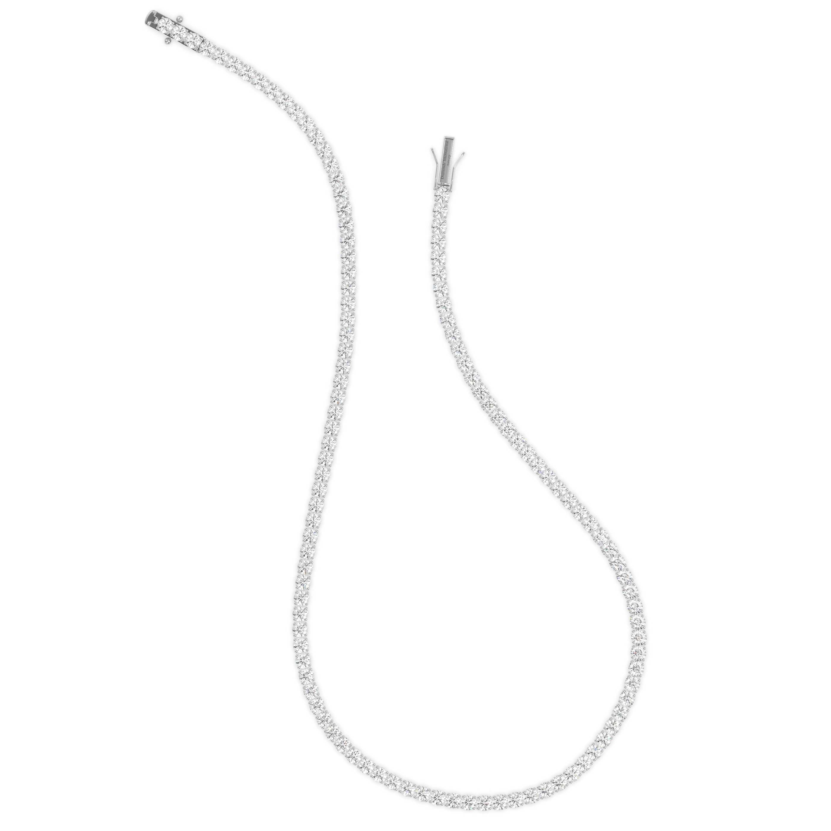 18k white gold 20 carat round diamond tennis minimalist necklace