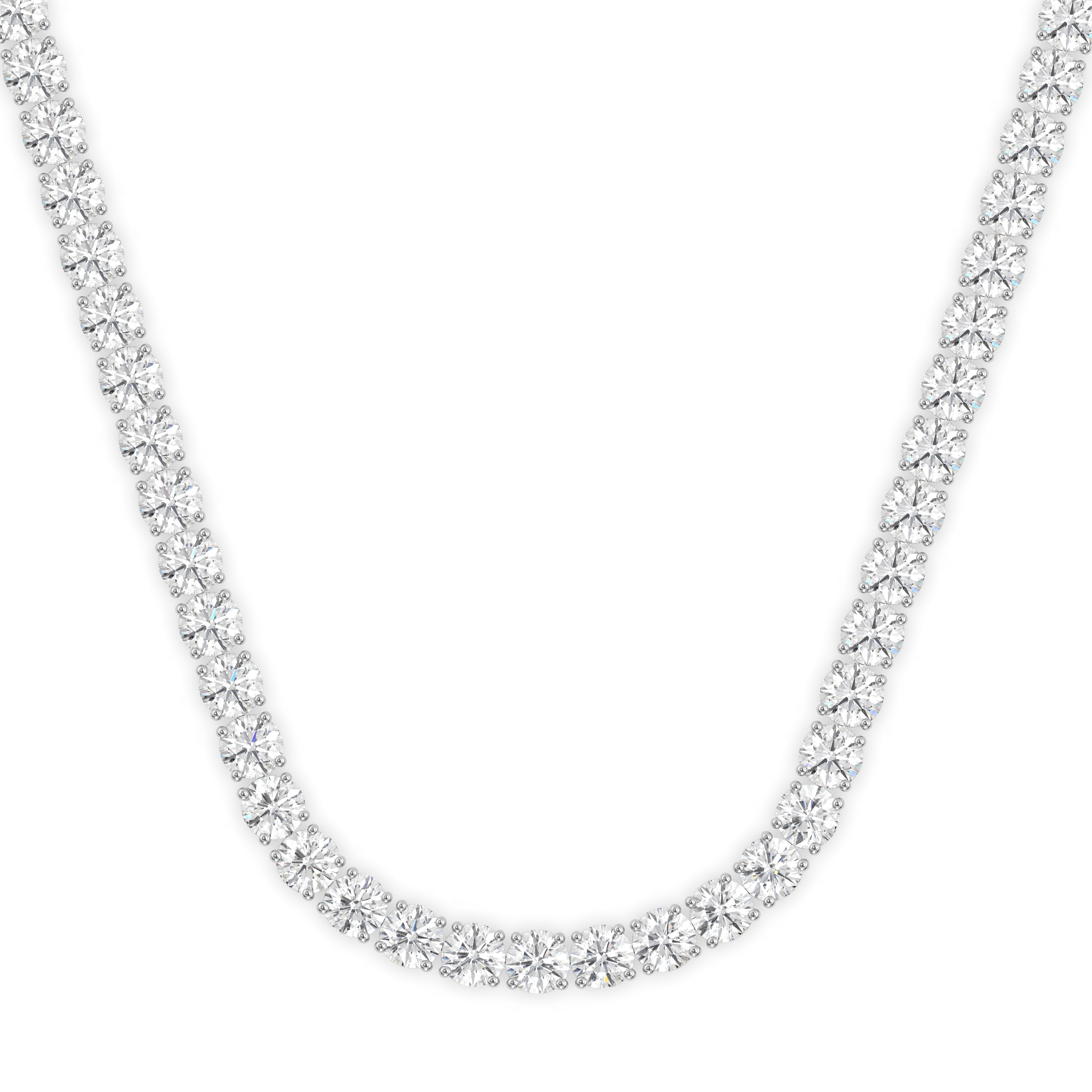 18k white gold  12 carat round diamond tennis minimalist necklace Photos & images