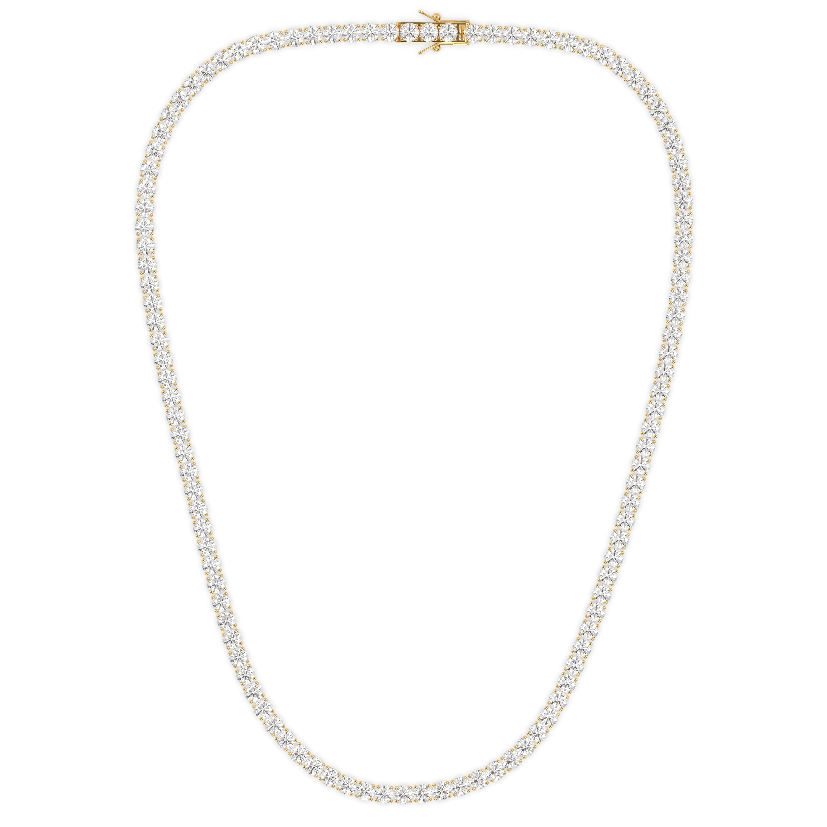 18k yellow gold  20 carat round diamond tennis minimalist necklace