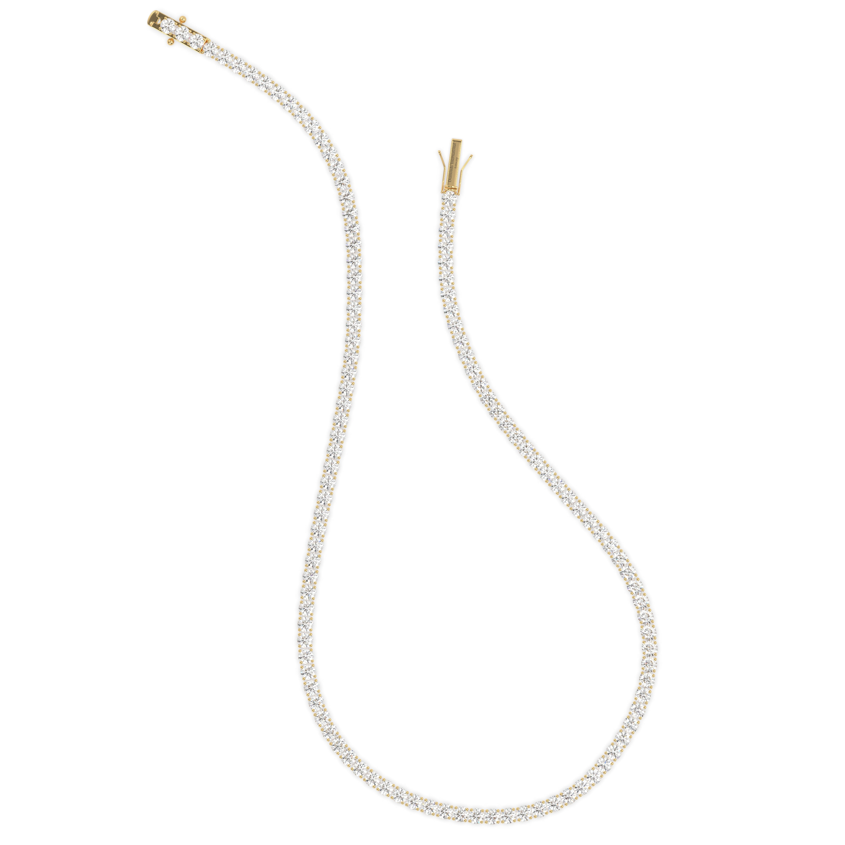 18k yellow gold  20 carat round diamond tennis minimalist necklace