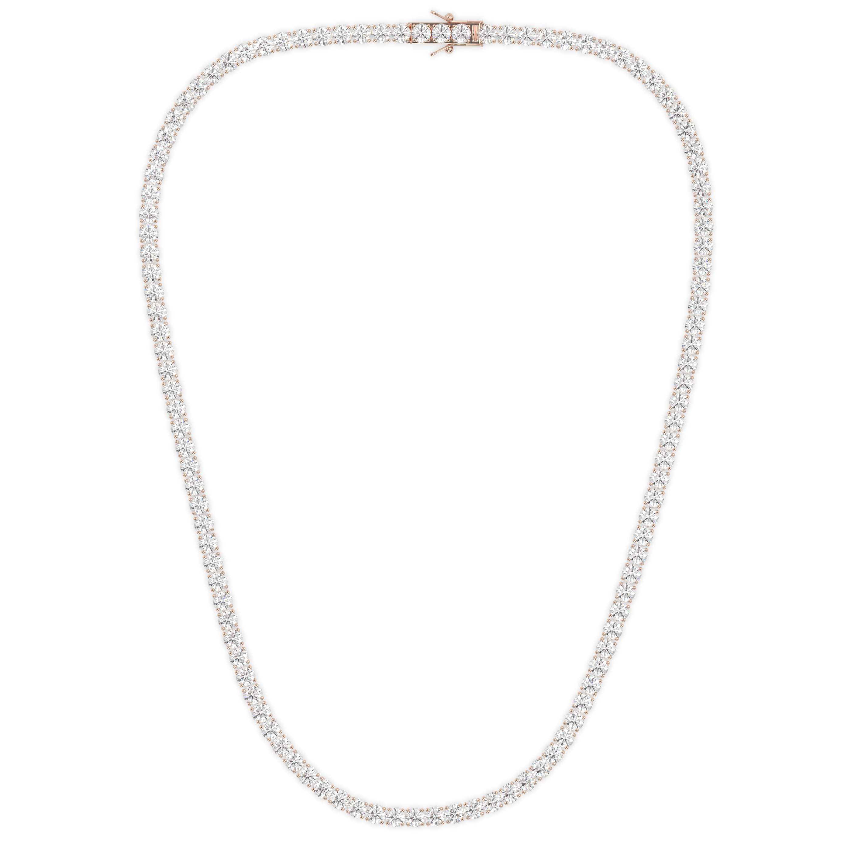 18k rose gold 20 carat round diamond tennis minimalist necklace