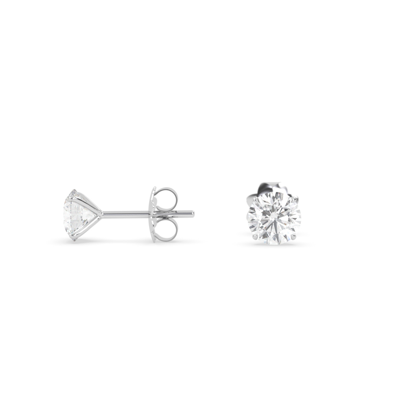 18k white gold  diamond stud earrings with 4 prongs