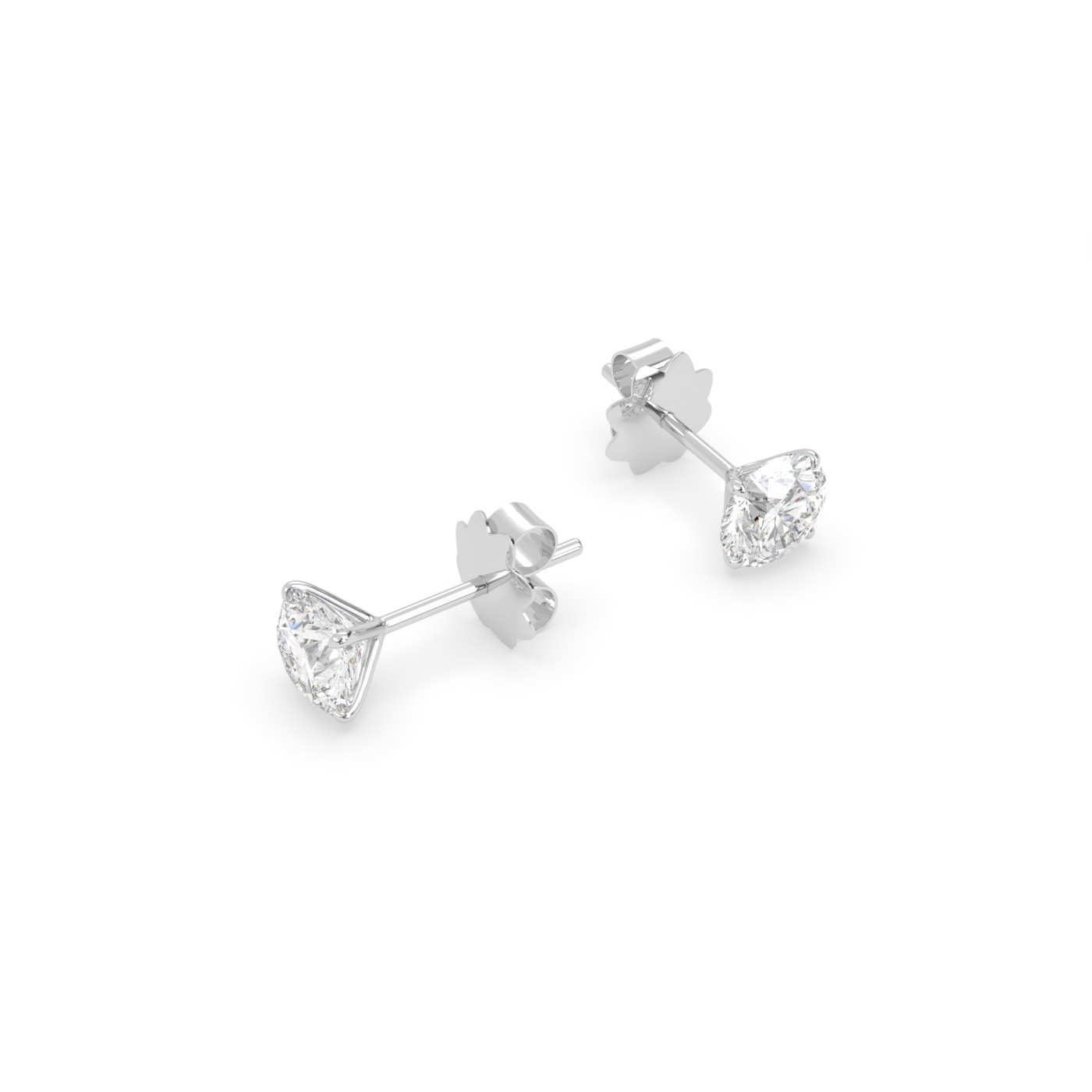 18k white gold  diamond stud earrings with 4 prongs