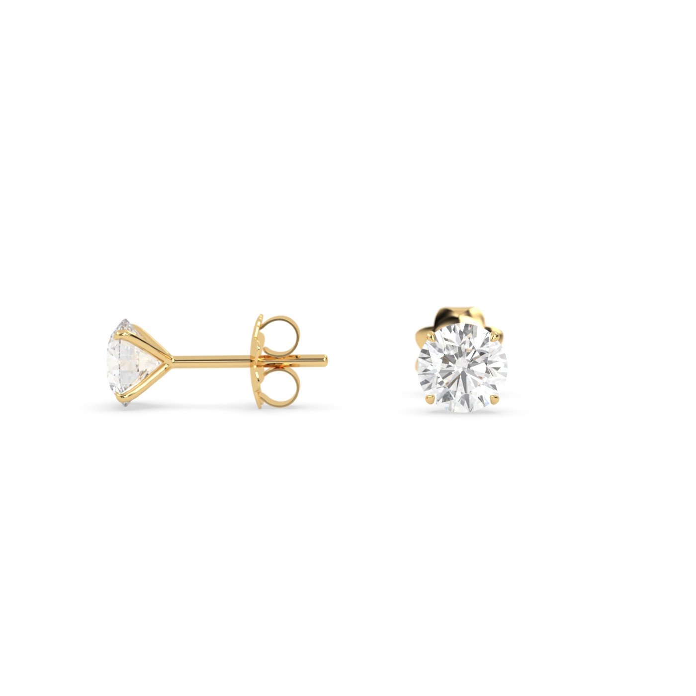 18k yellow gold  diamond stud earrings with 4 prongs