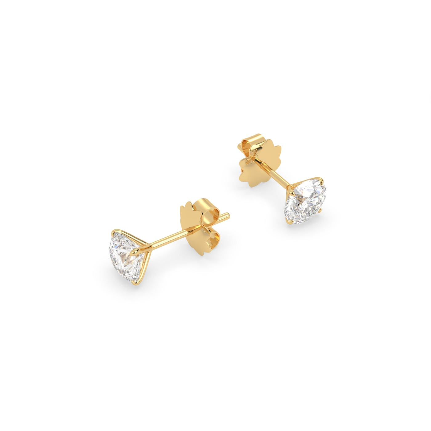 18k yellow gold  diamond stud earrings with 4 prongs