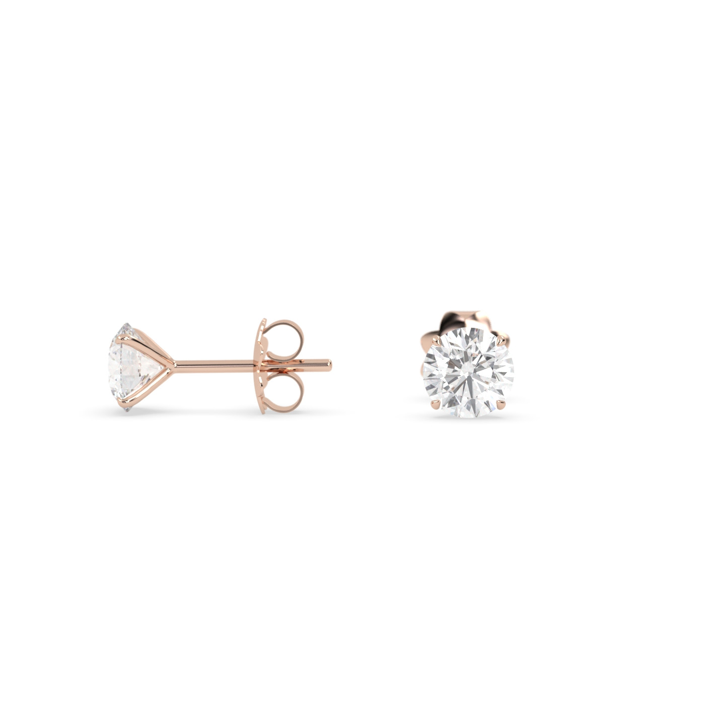 18k rose gold  diamond stud earrings with 4 prongs