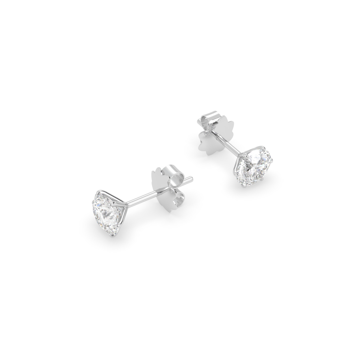 18k white gold  diamond stud earrings with 6 prongs