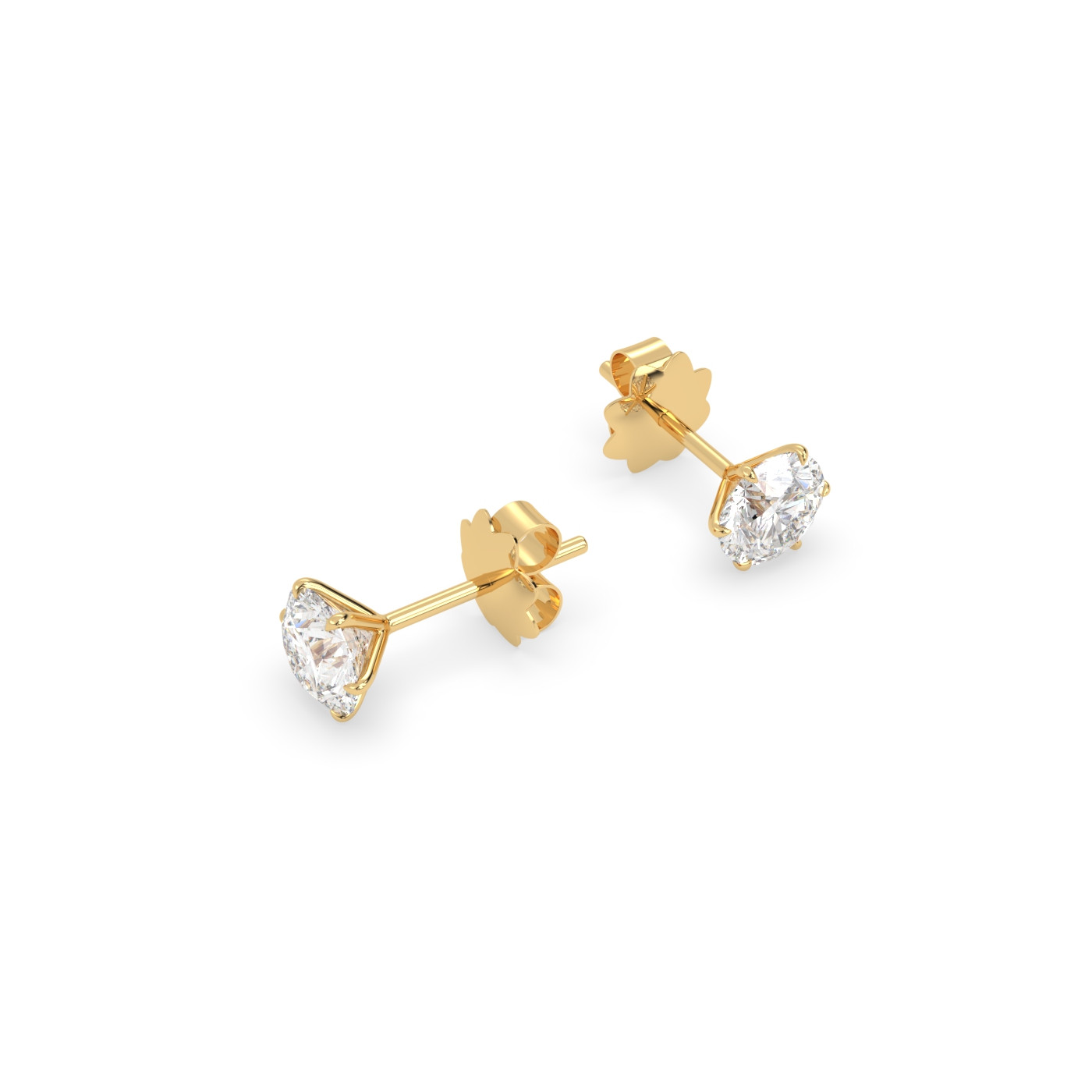 18k yellow gold  diamond stud earrings with 6 prongs