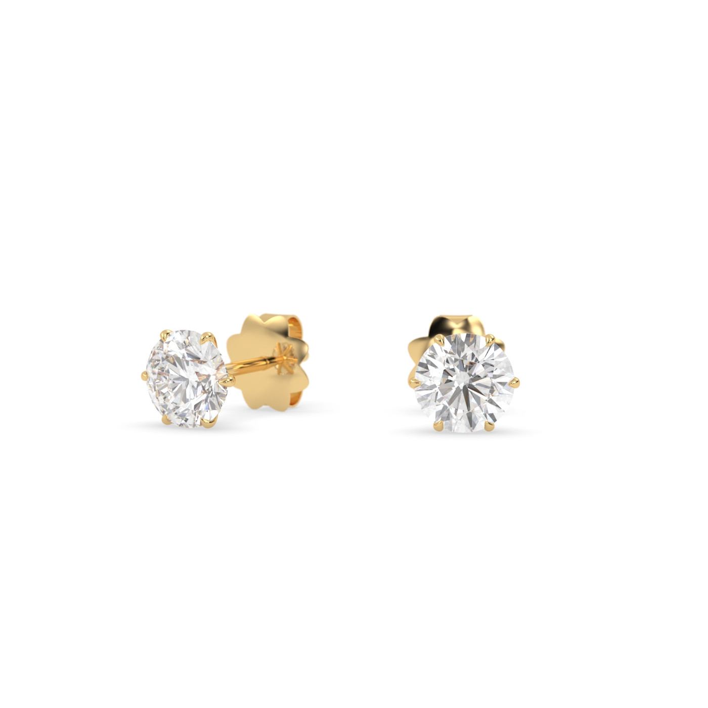 18k rose gold  diamond stud earrings with 6 prongs Photos & images