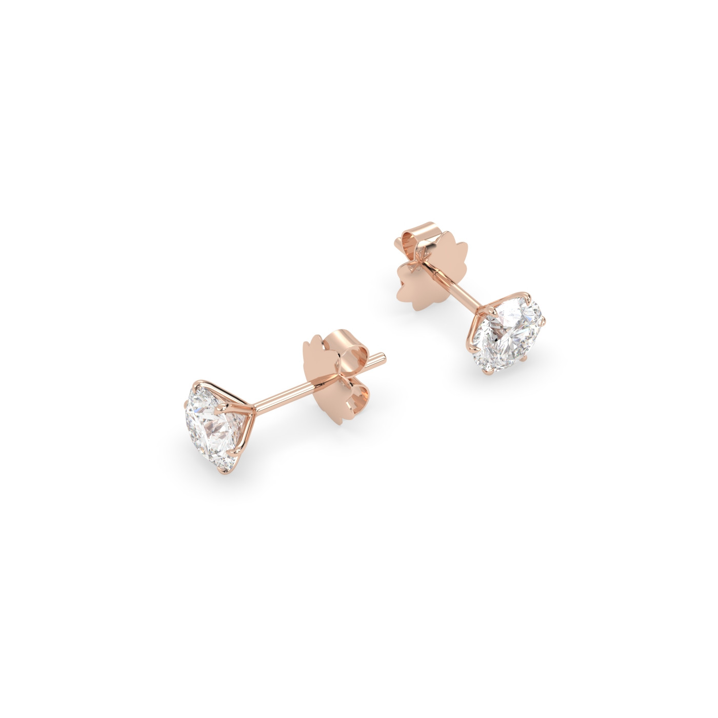 18k rose gold  diamond stud earrings with 6 prongs