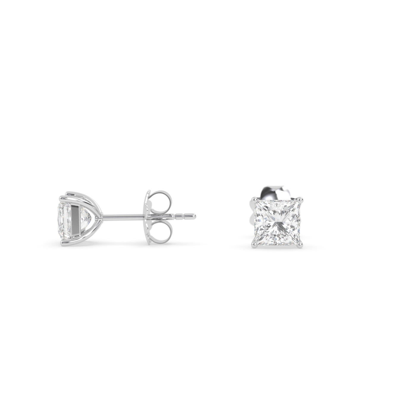 18k white gold  princess-cut diamond earrings