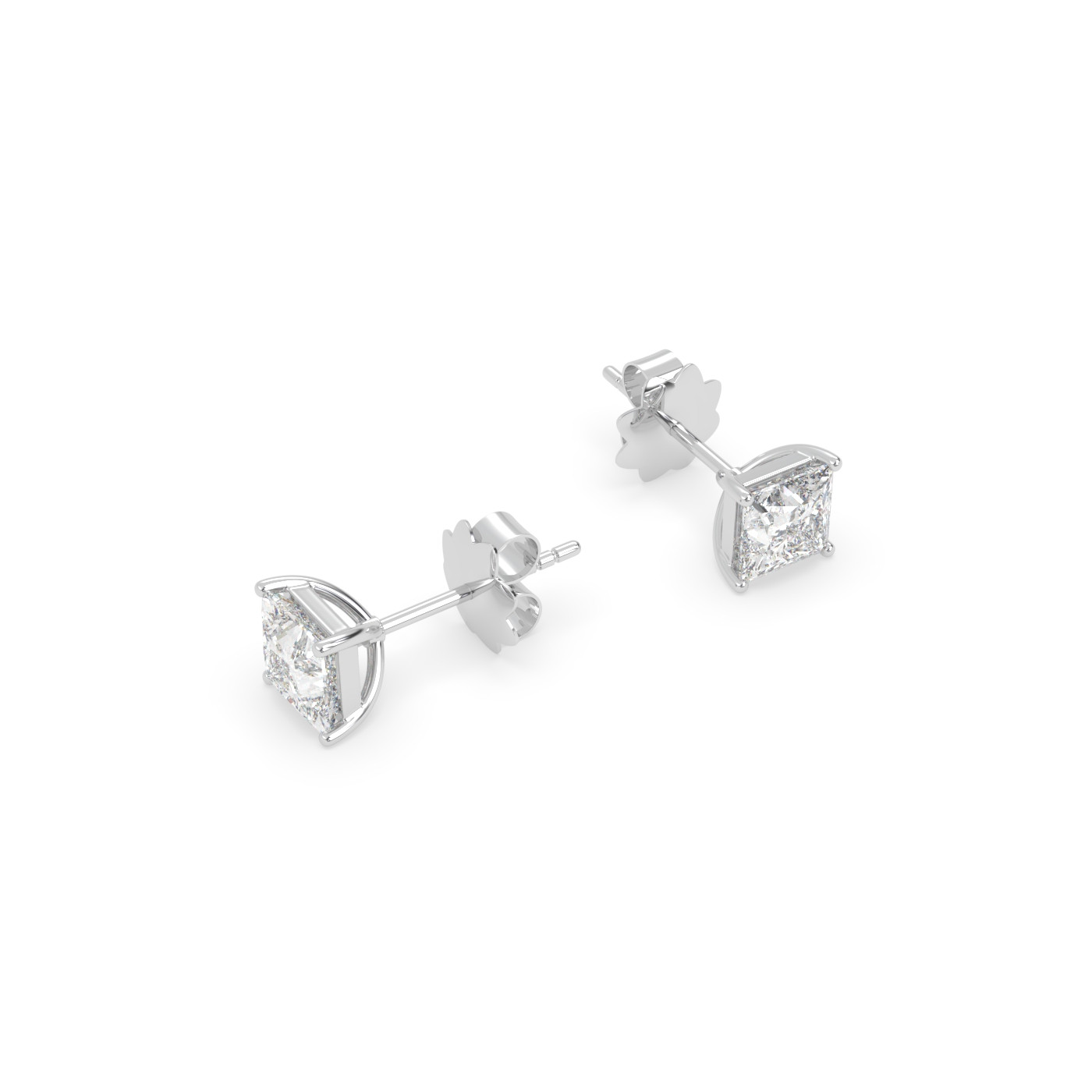 18k white gold  princess-cut diamond earrings