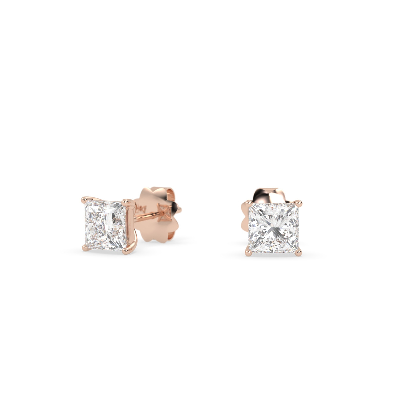 18k rose gold  diamond solitaire stud earrings for men and women