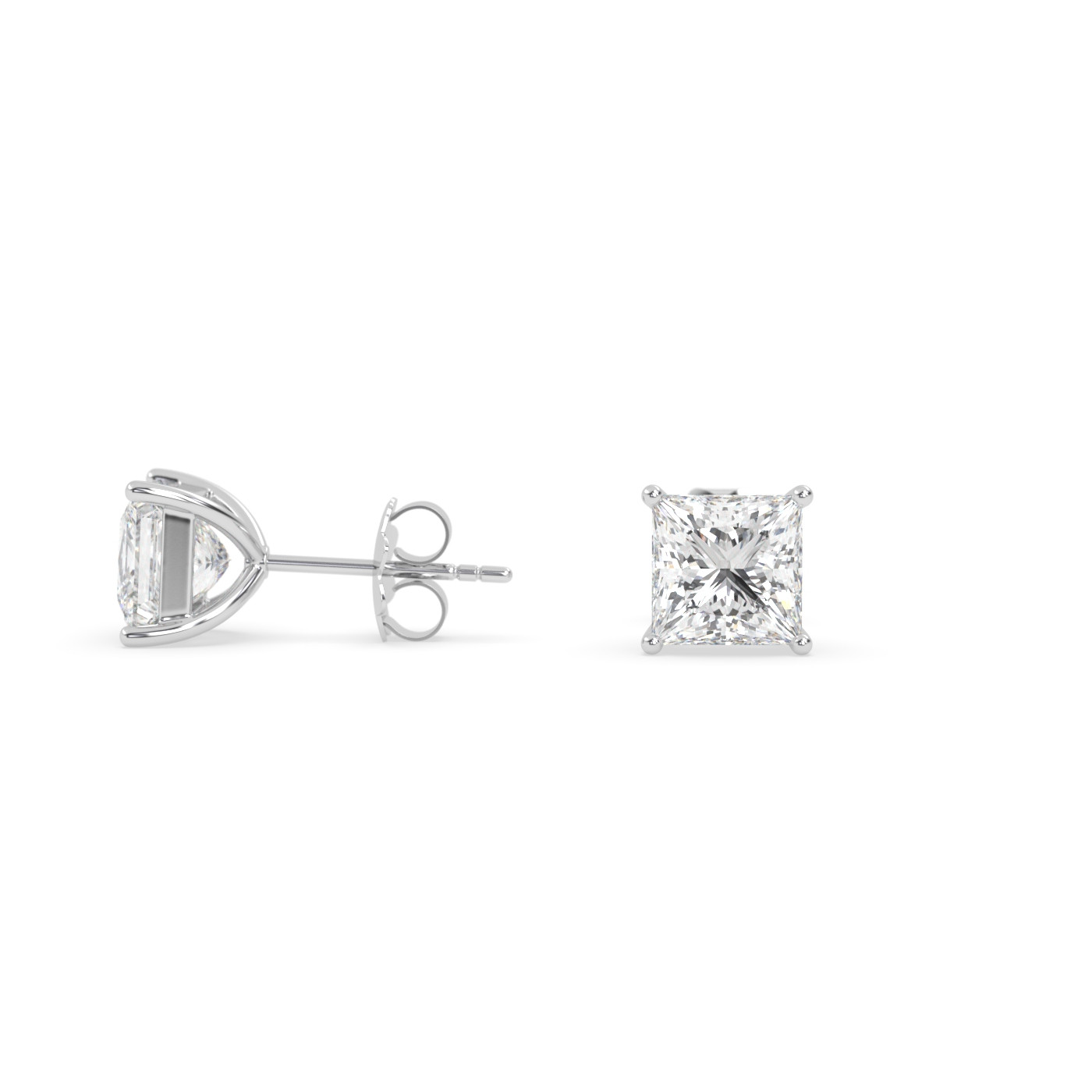 18k white gold  princess-cut diamond earrings