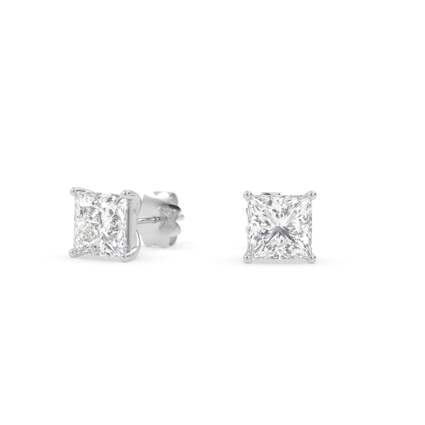 18k white gold  princess-cut diamond earrings Photos & images