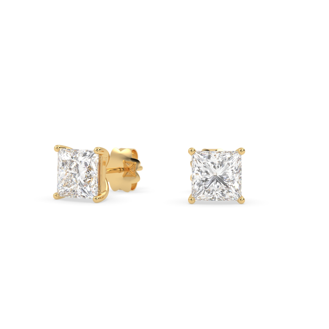 18k yellow gold  princess-cut diamond earrings Photos & images