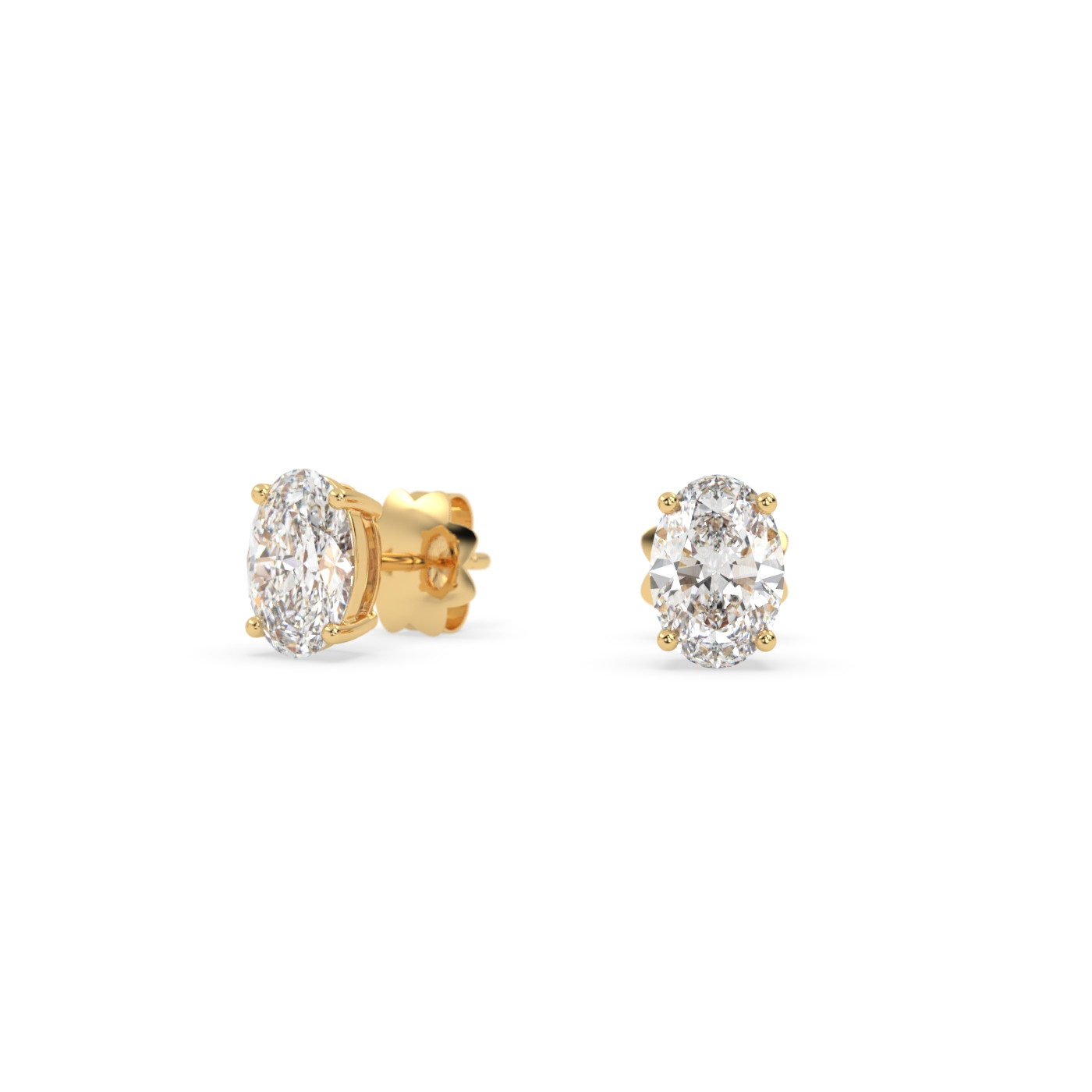 18k rose gold  oval diamond stud earrings with secure screw backs Photos & images