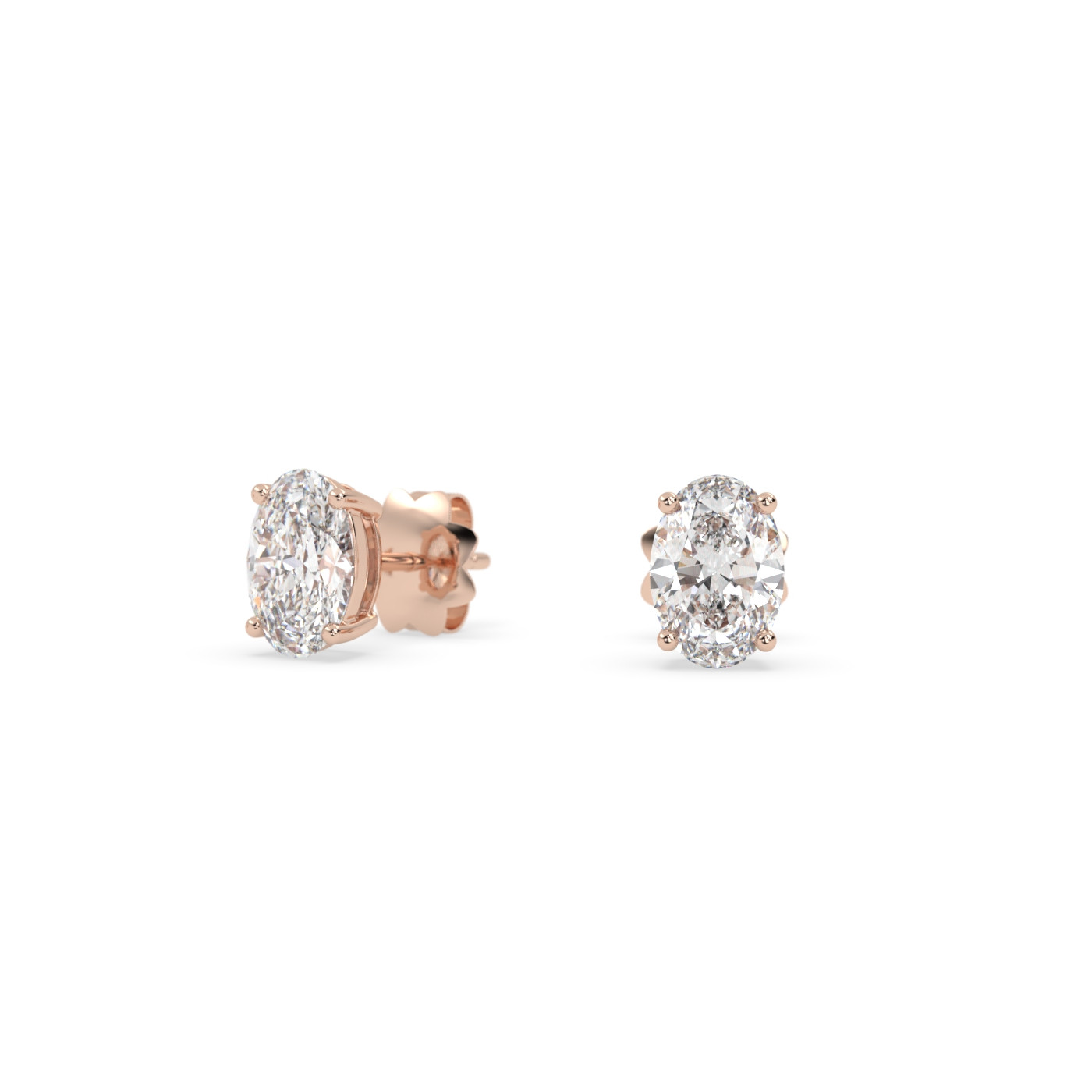 18k rose gold  diamond solitaire stud earrings for men and women