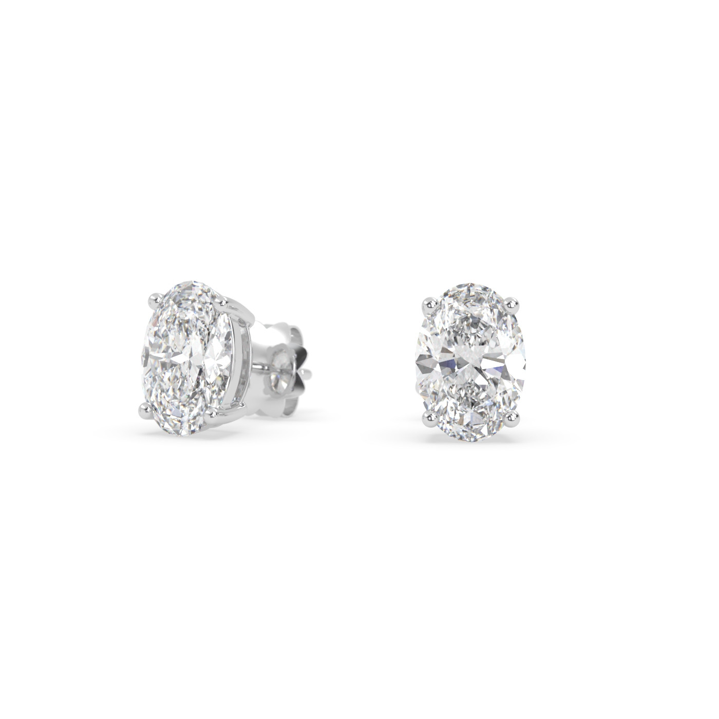 18k white gold  oval diamond stud earrings with secure screw backs Photos & images