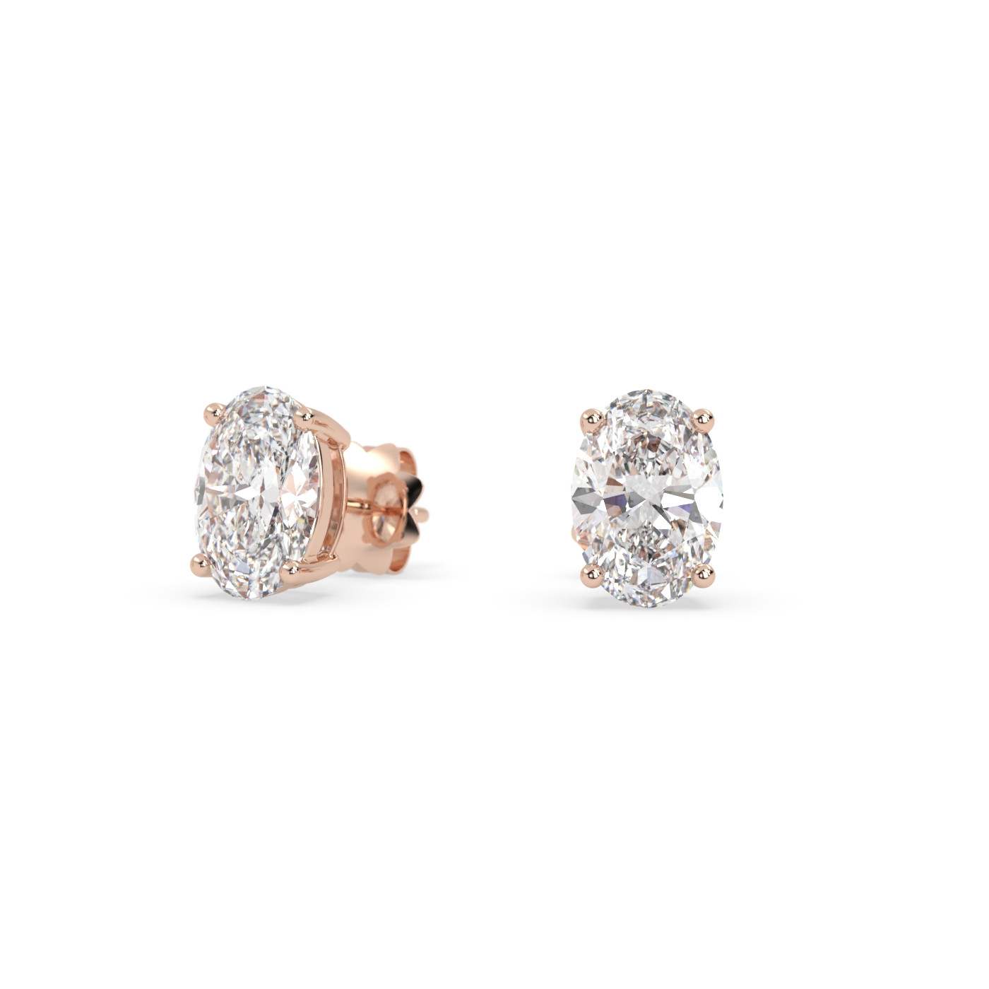 18k rose gold  oval diamond stud earrings with secure screw backs Photos & images