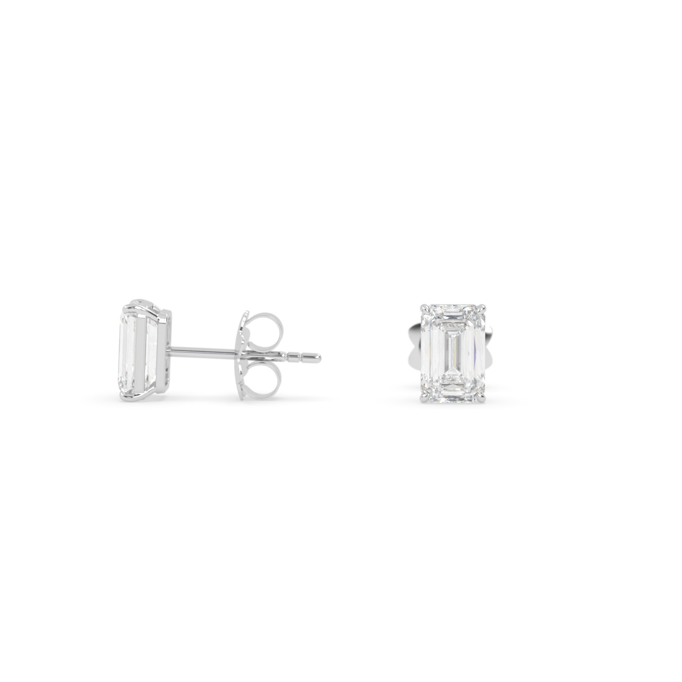 18k white gold  diamond solitaire stud earrings for men and women