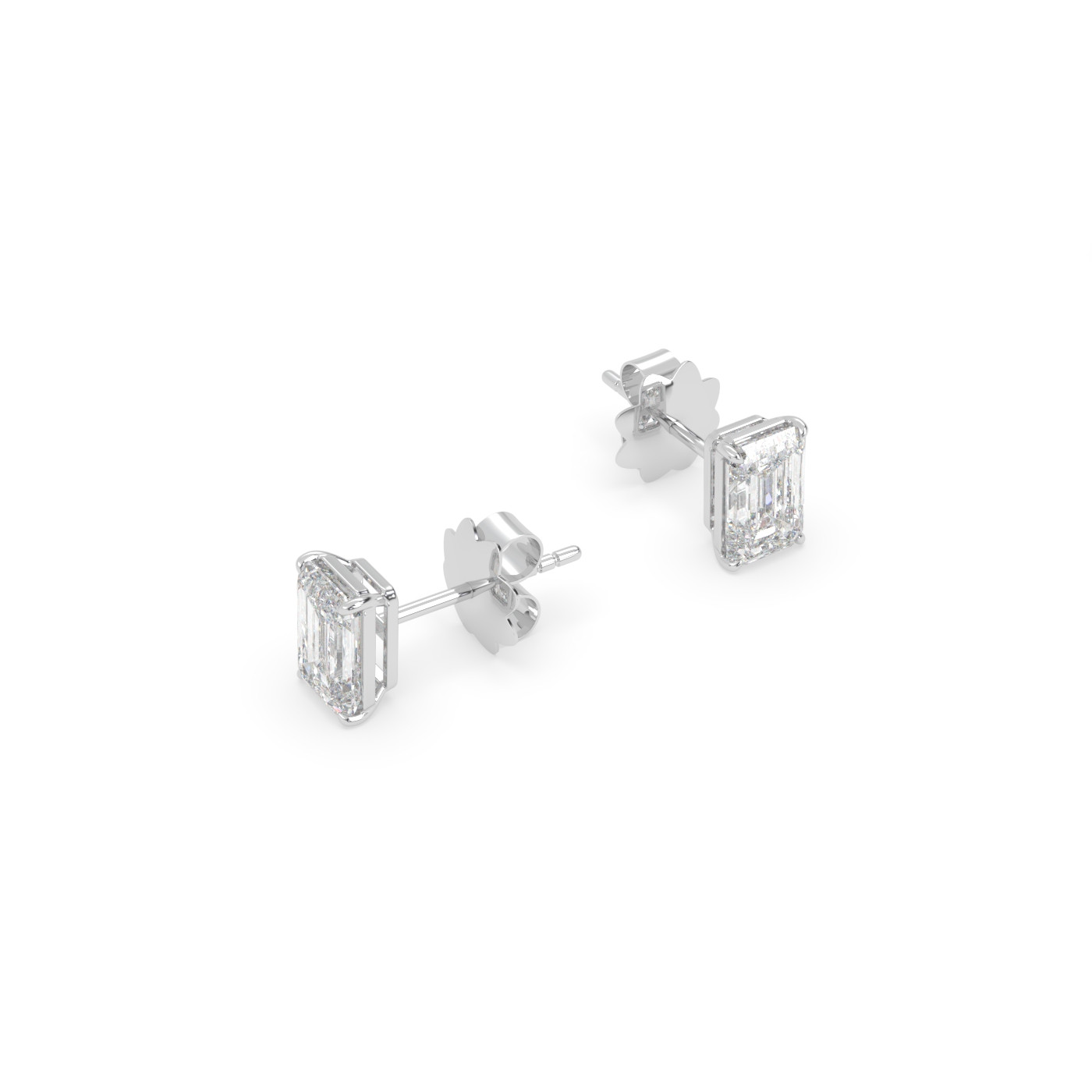 18k white gold  diamond solitaire stud earrings for men and women