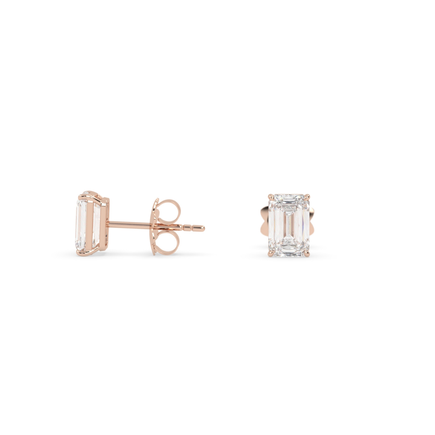 18k rose gold  diamond solitaire stud earrings for men and women