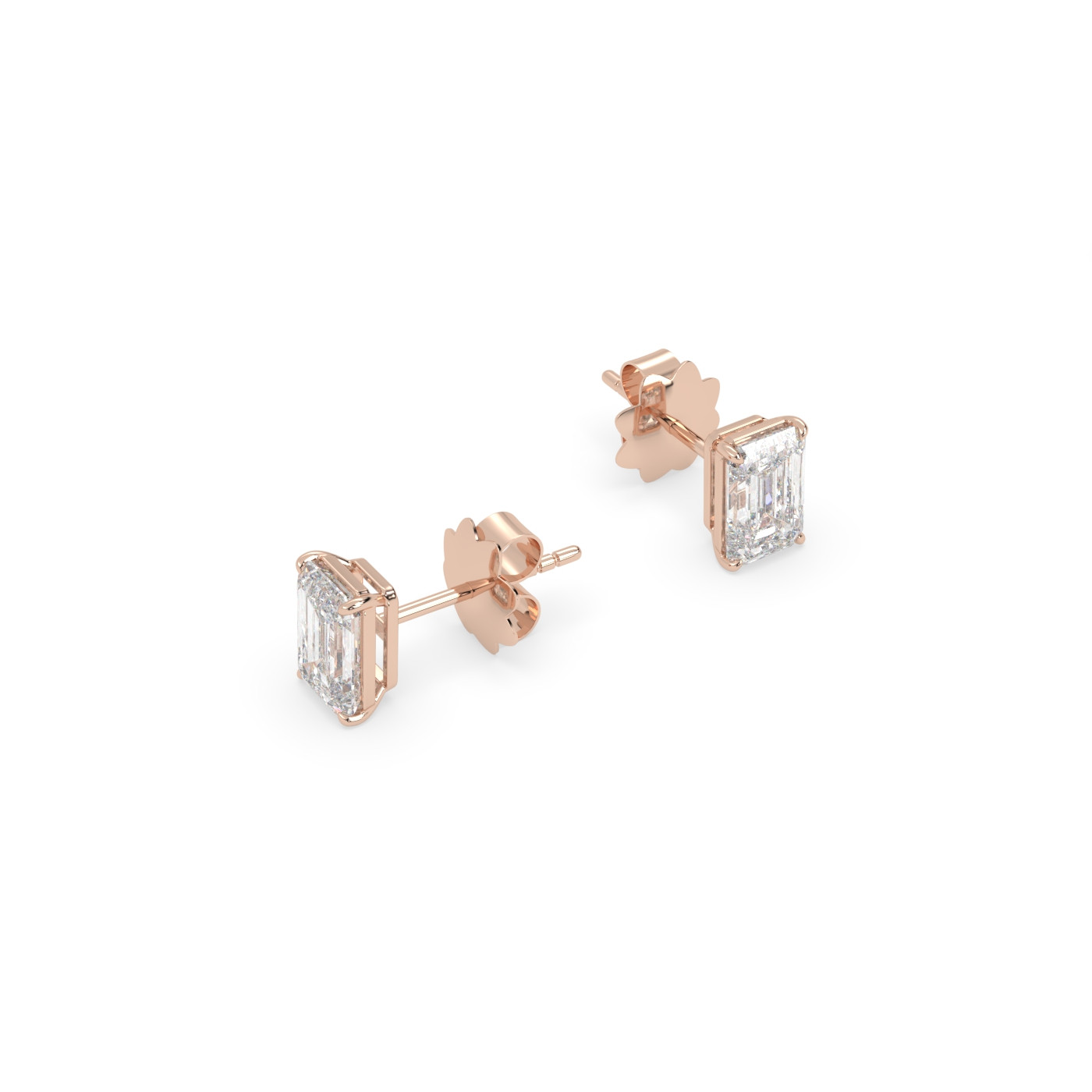 18k rose gold  diamond solitaire stud earrings for men and women