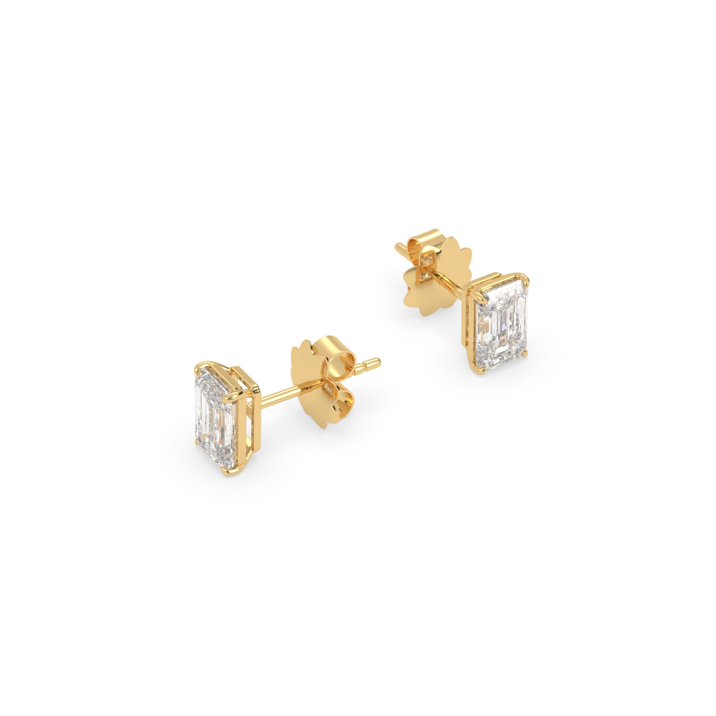 18k yellow gold  diamond solitaire stud earrings for men and women