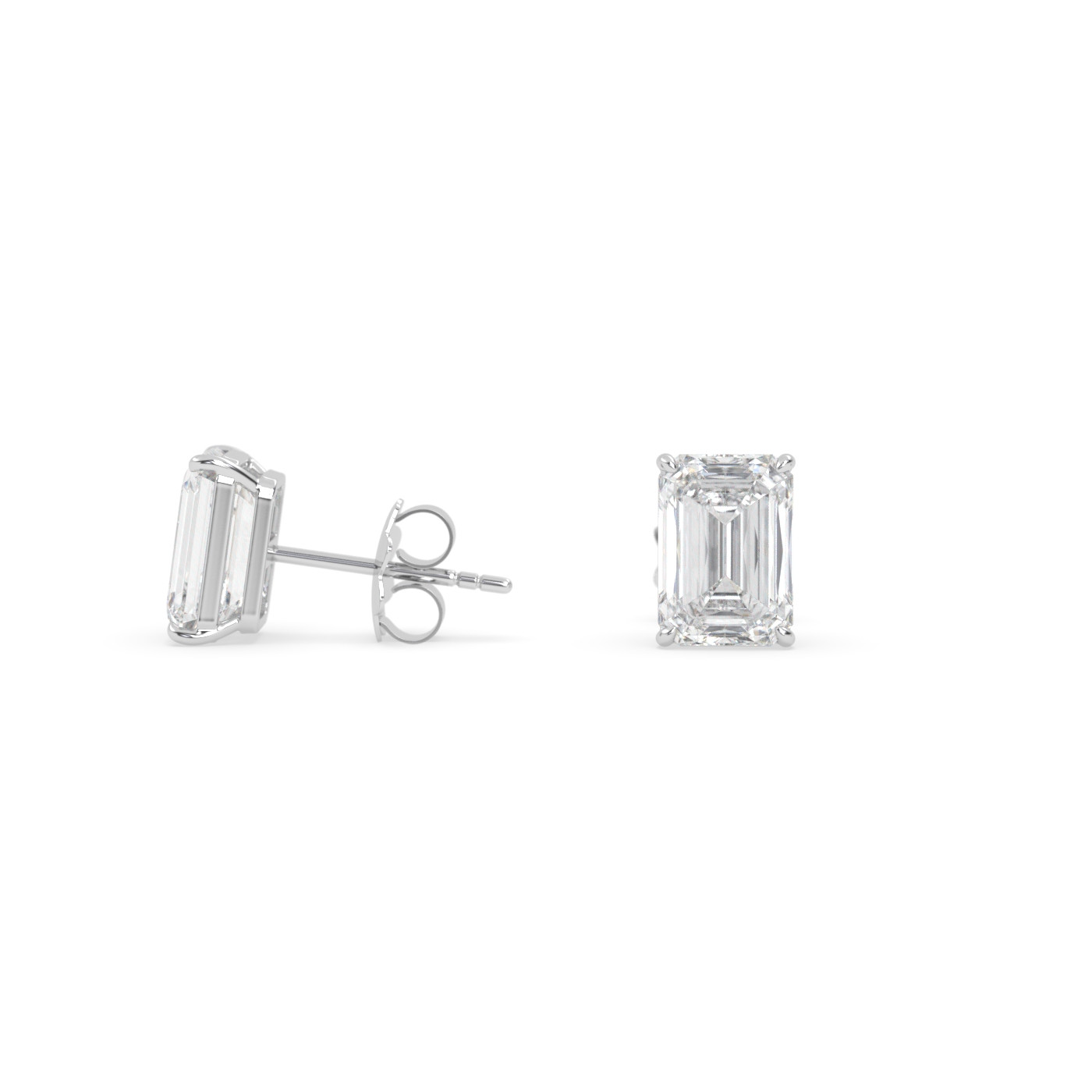 18k white gold  diamond solitaire stud earrings for men and women