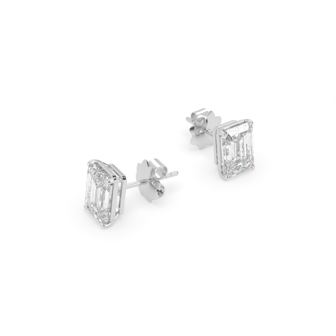 18k white gold  diamond solitaire stud earrings for men and women