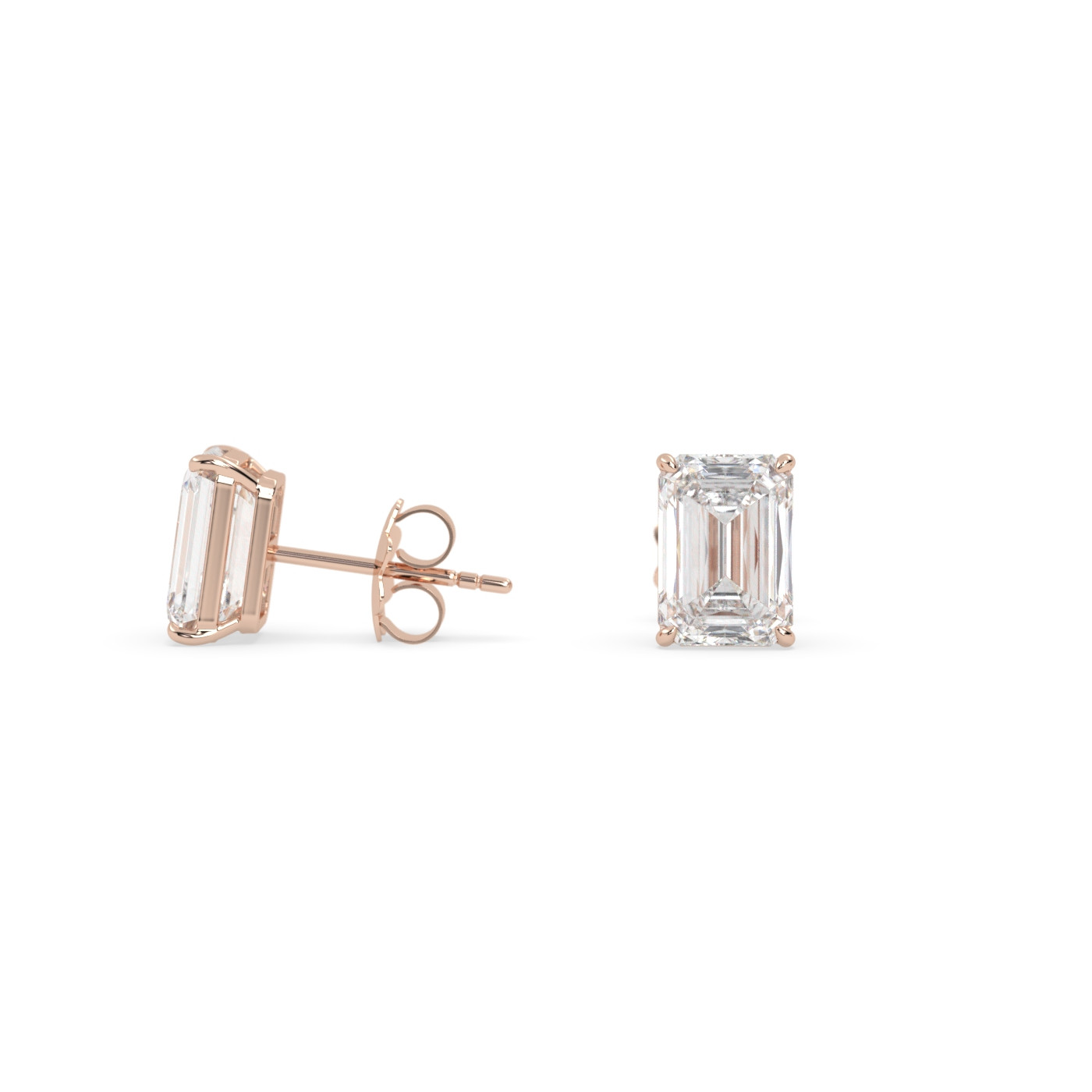 18k rose gold  diamond solitaire stud earrings for men and women