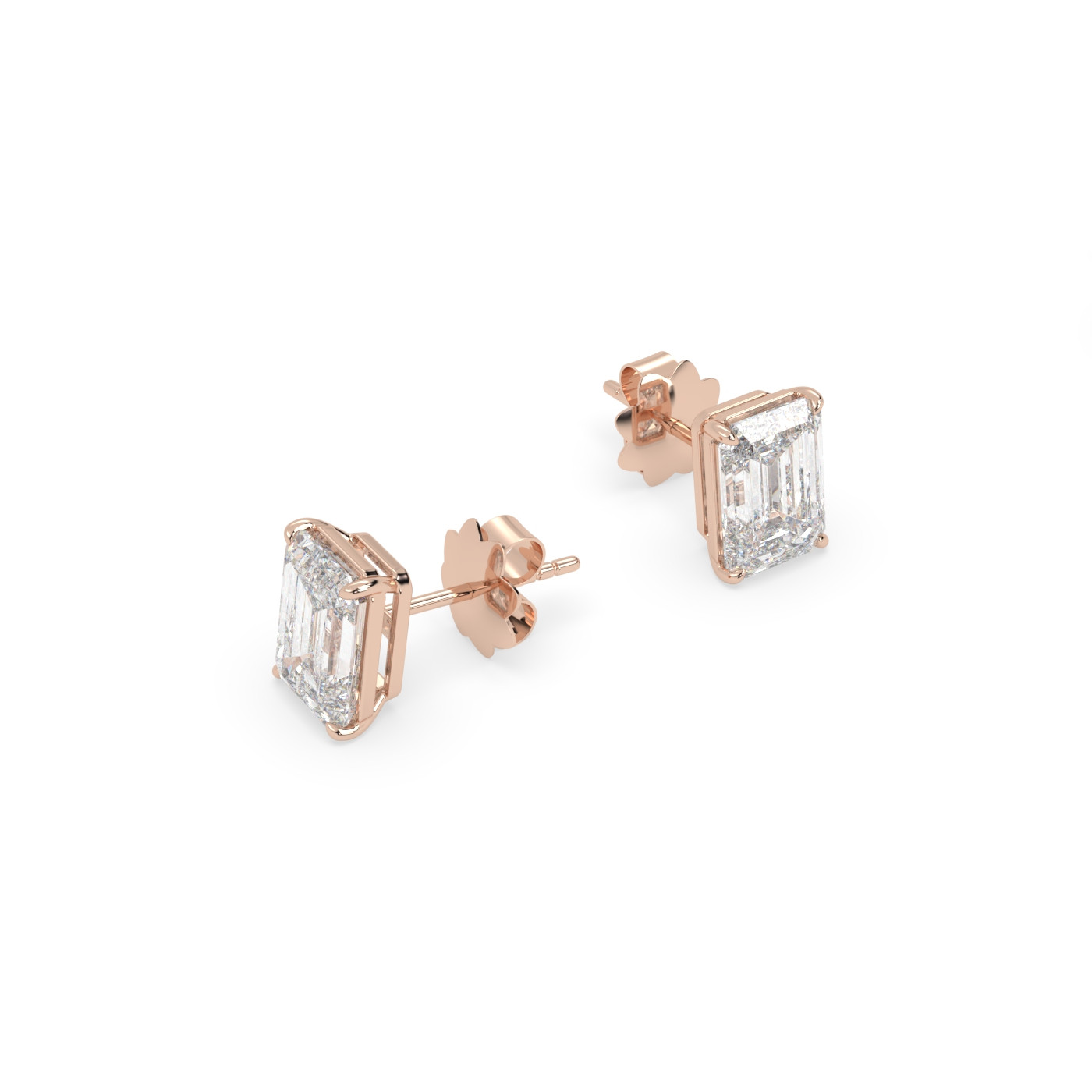 18k rose gold  diamond solitaire stud earrings for men and women