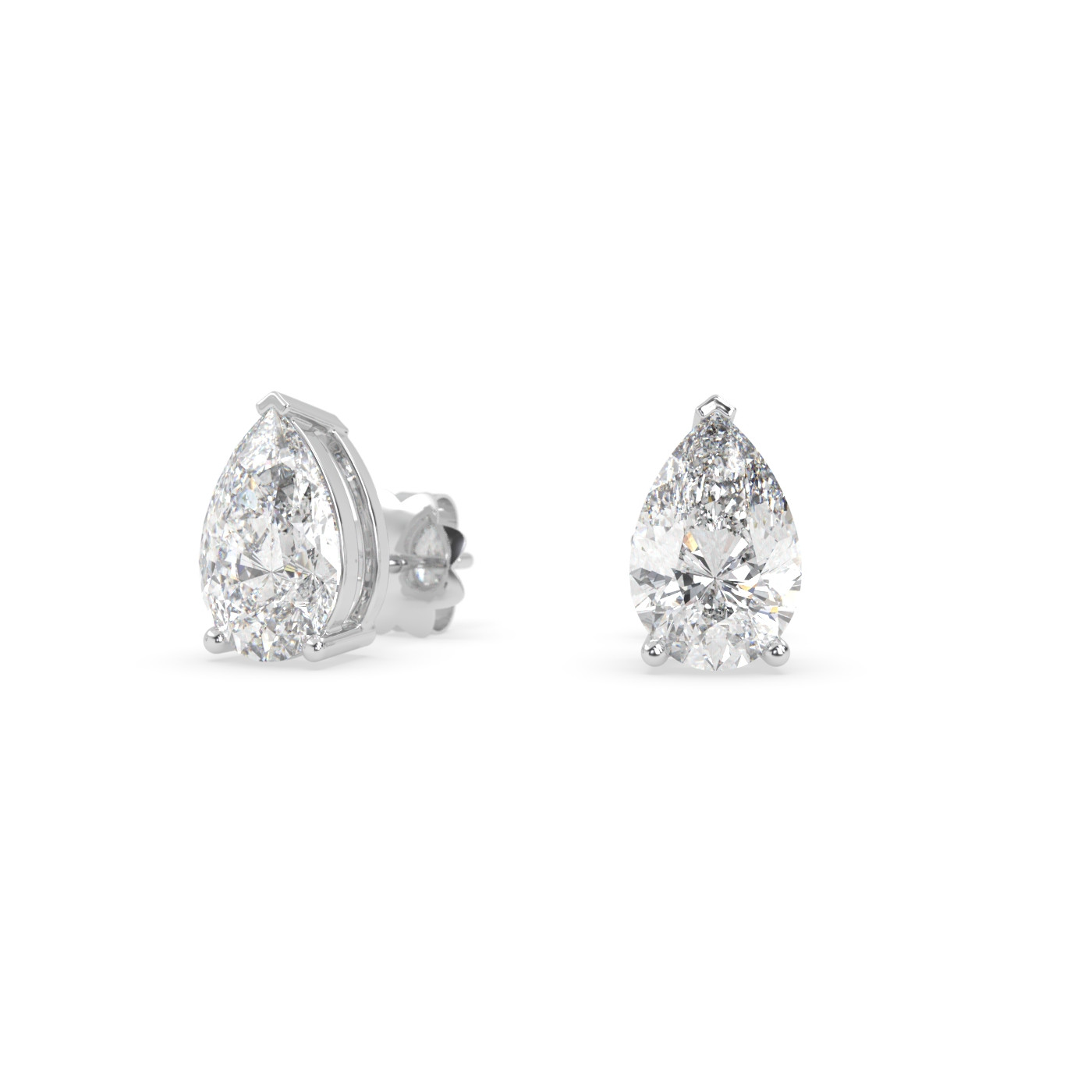 18k white gold  pear diamond stud earrings with screw backs Photos & images