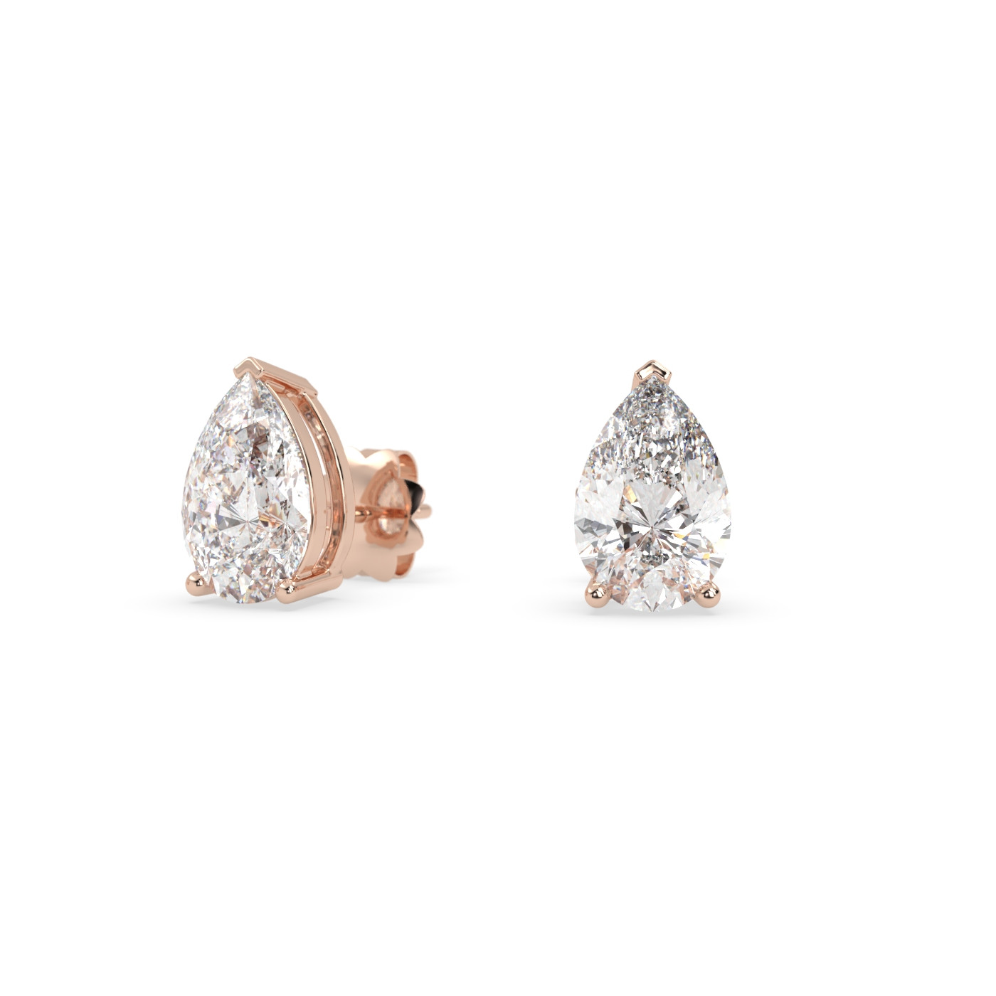 18k rose gold  pear diamond stud earrings with screw backs Photos & images