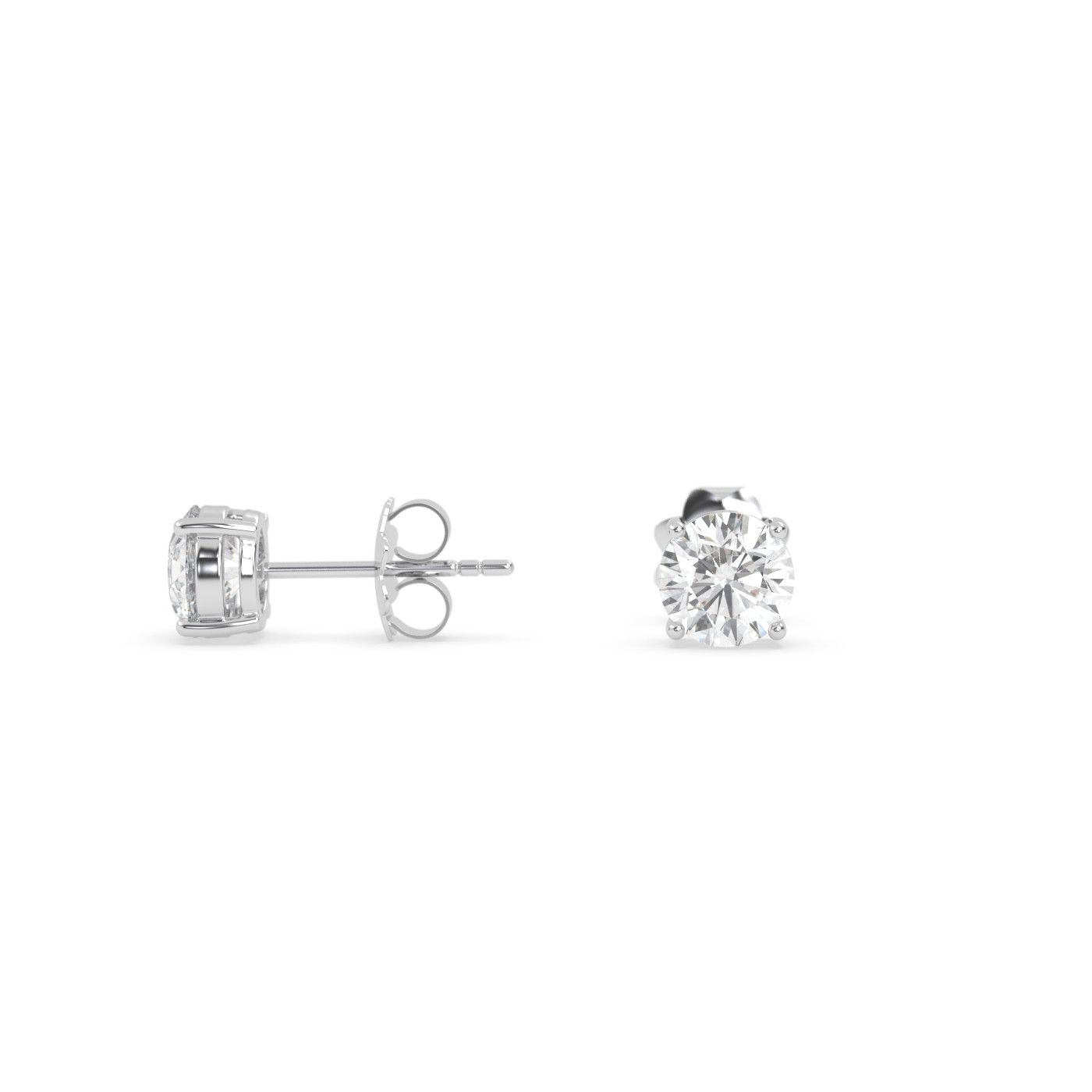 18k white gold  4 prong round diamond stud earrings