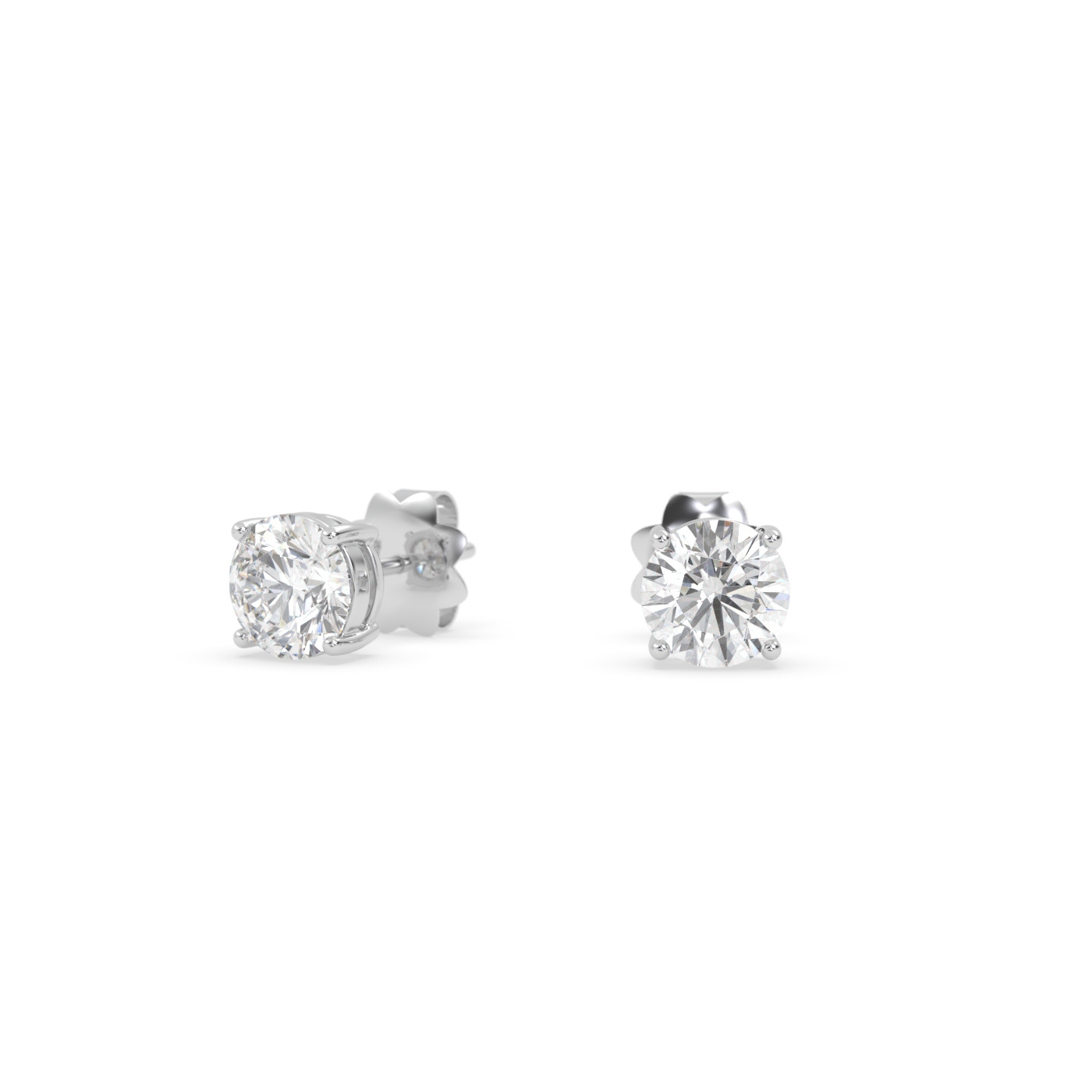 18k yellow gold  4 prong round diamond stud earrings Photos & images