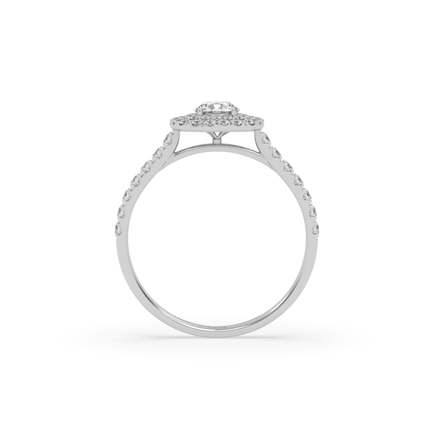 18k white gold  round cut double halo diamond engagament ring