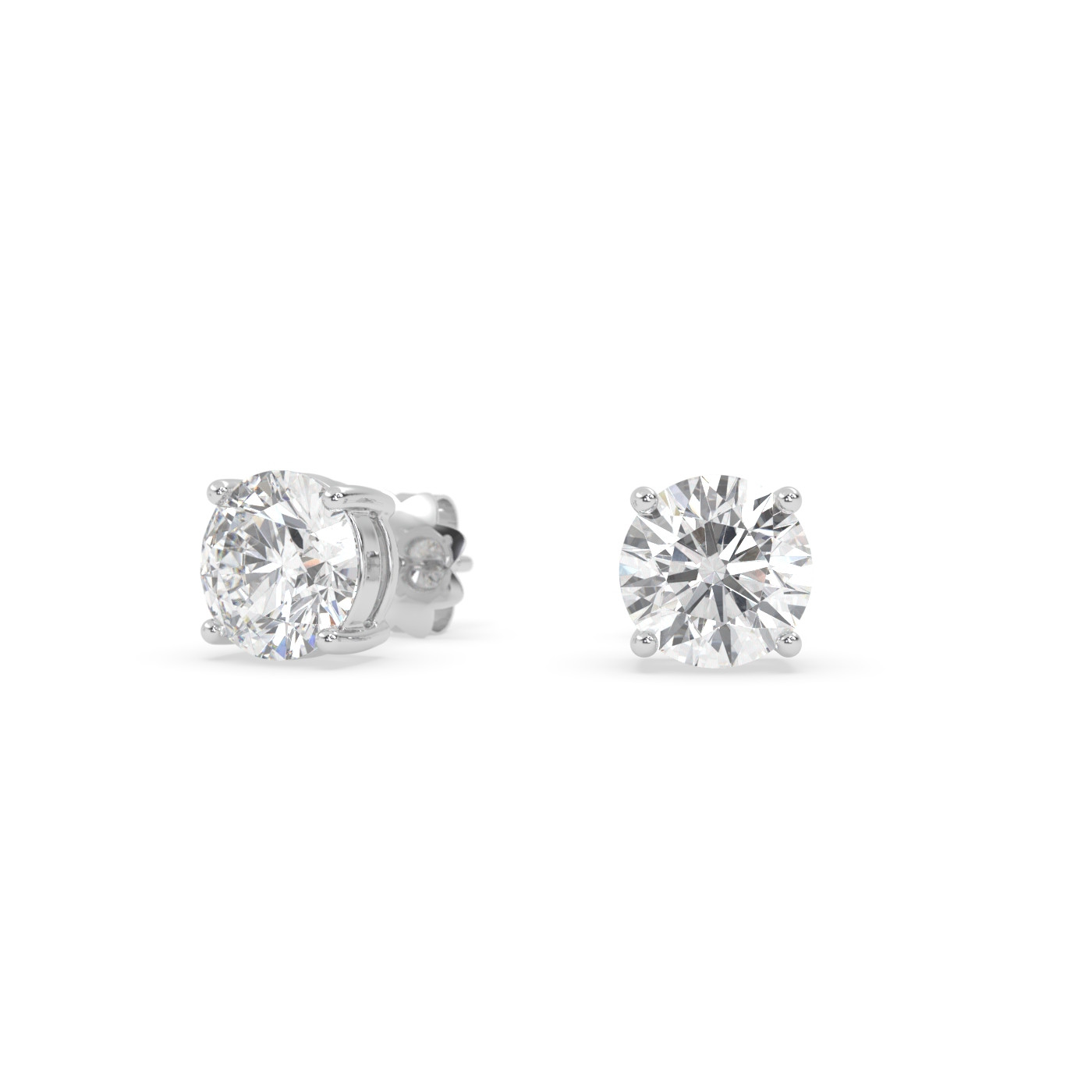 18k white gold  4 prong round diamond stud earrings Photos & images