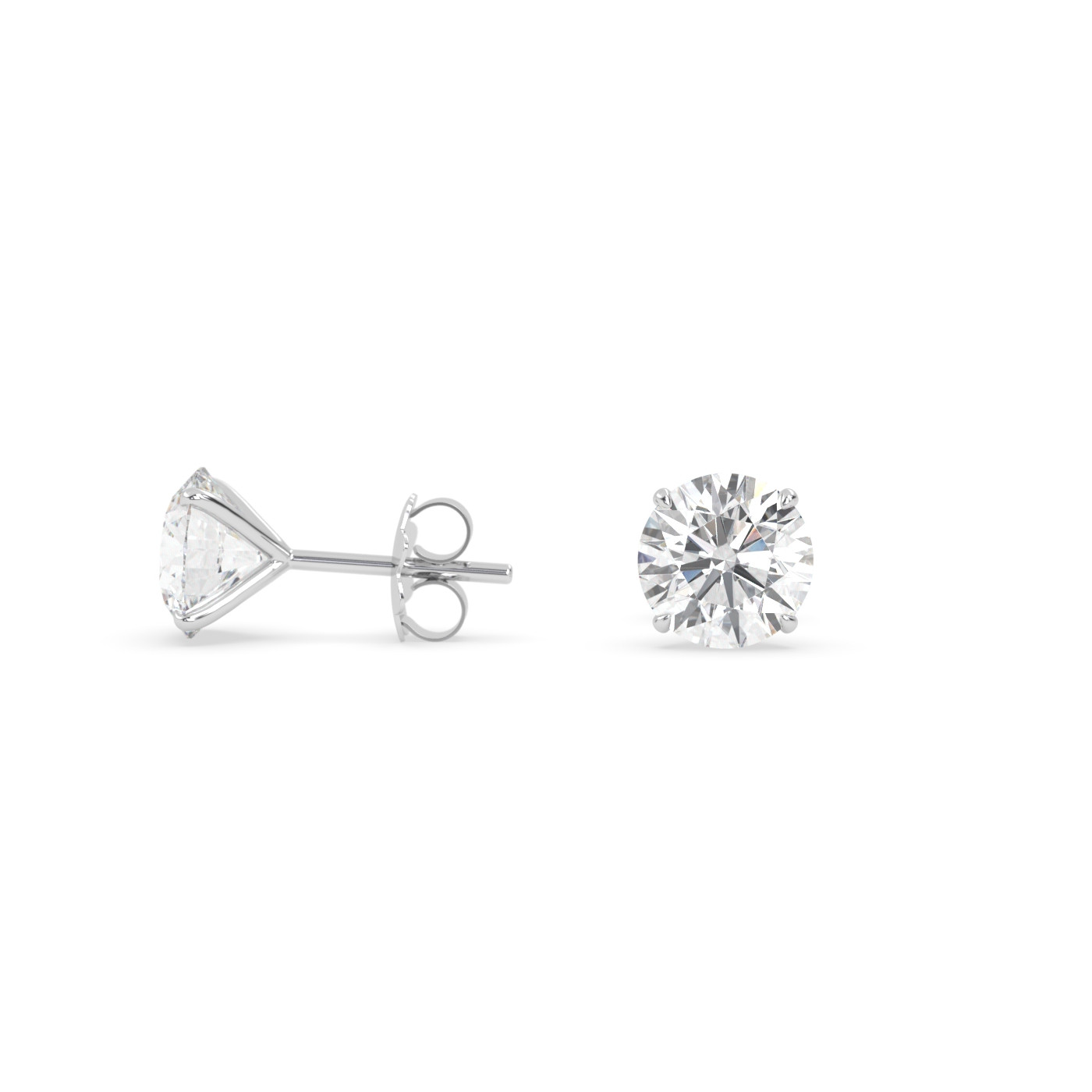 18k white gold  diamond stud earrings with 4 prongs