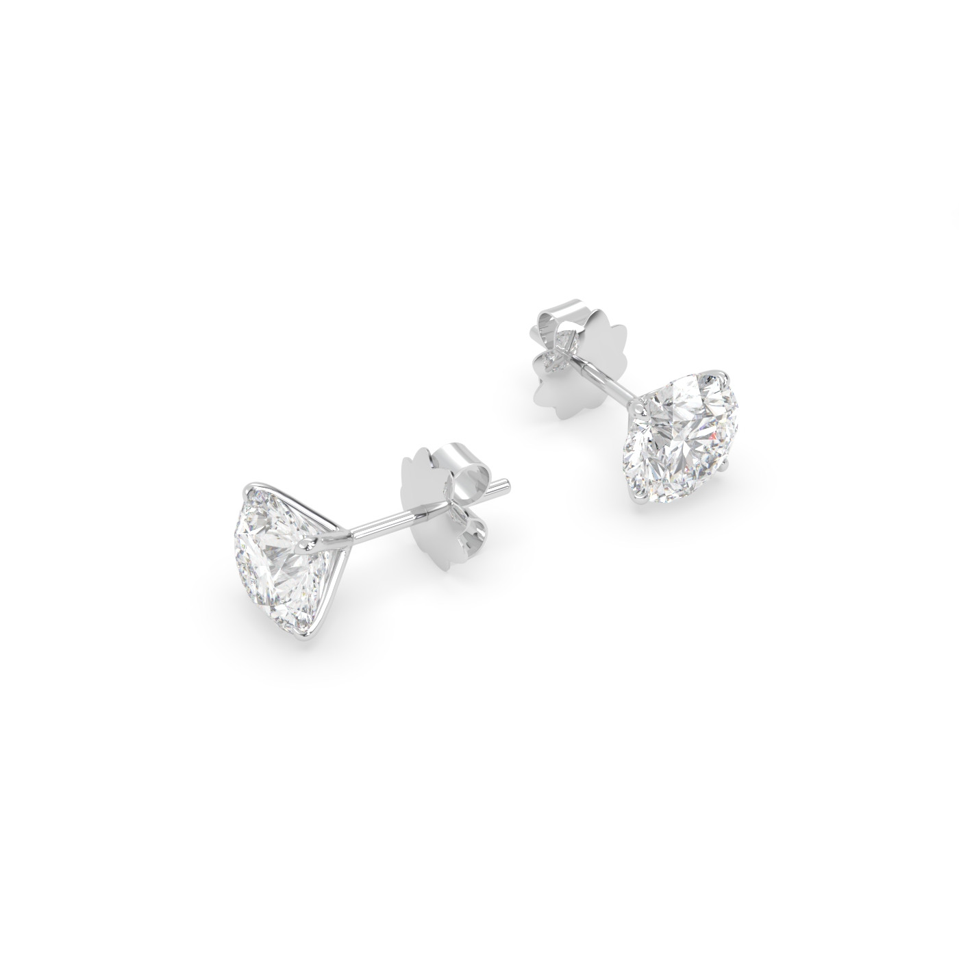 18k white gold  diamond stud earrings with 4 prongs