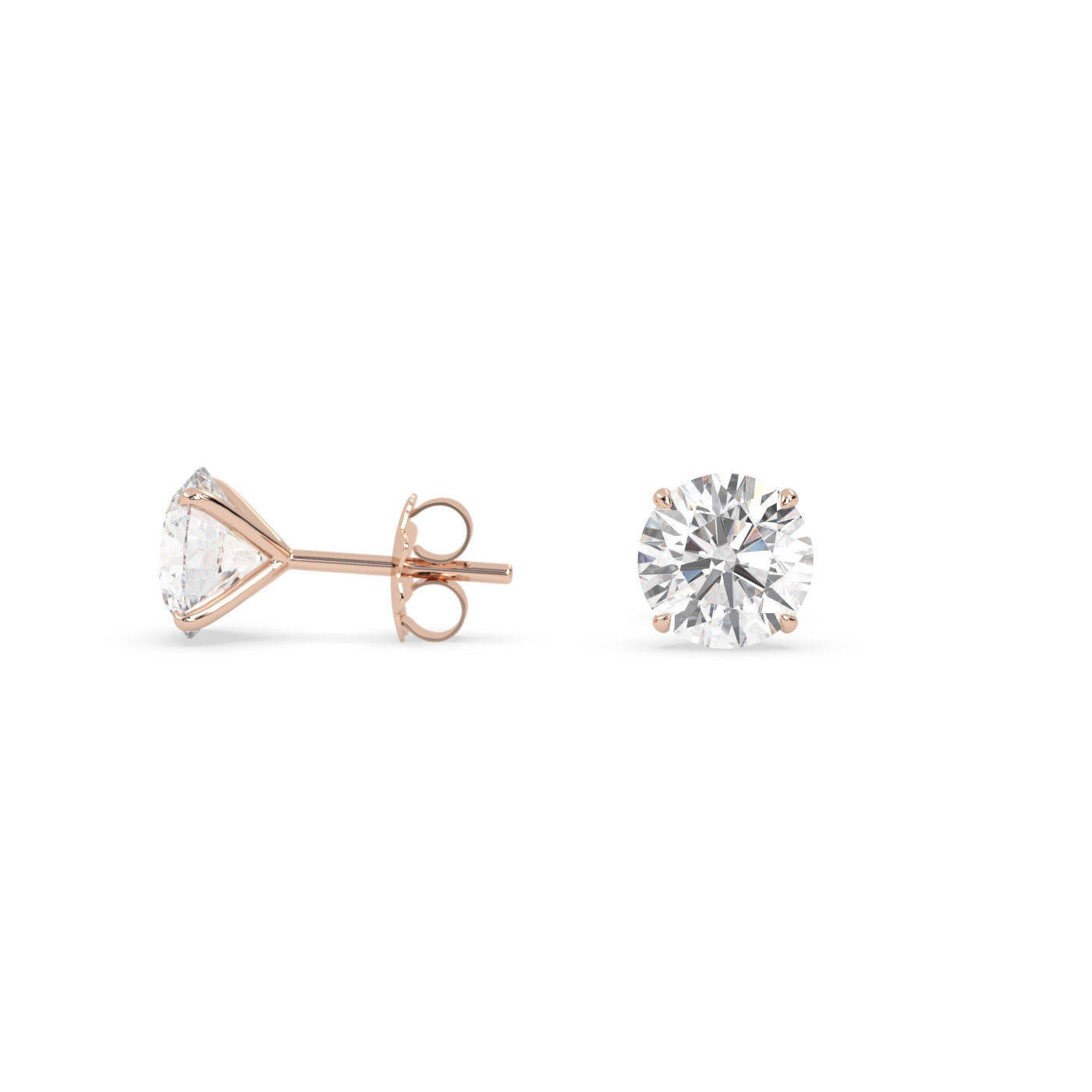 18k rose gold  diamond stud earrings with 4 prongs