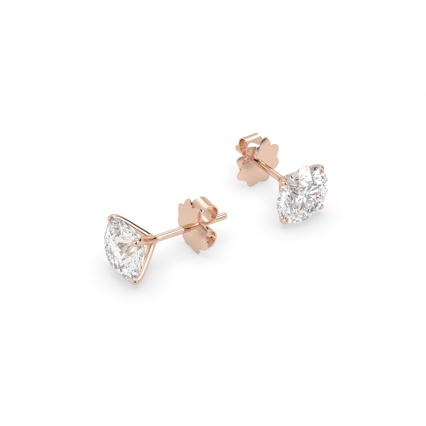 18k rose gold  diamond stud earrings with 4 prongs