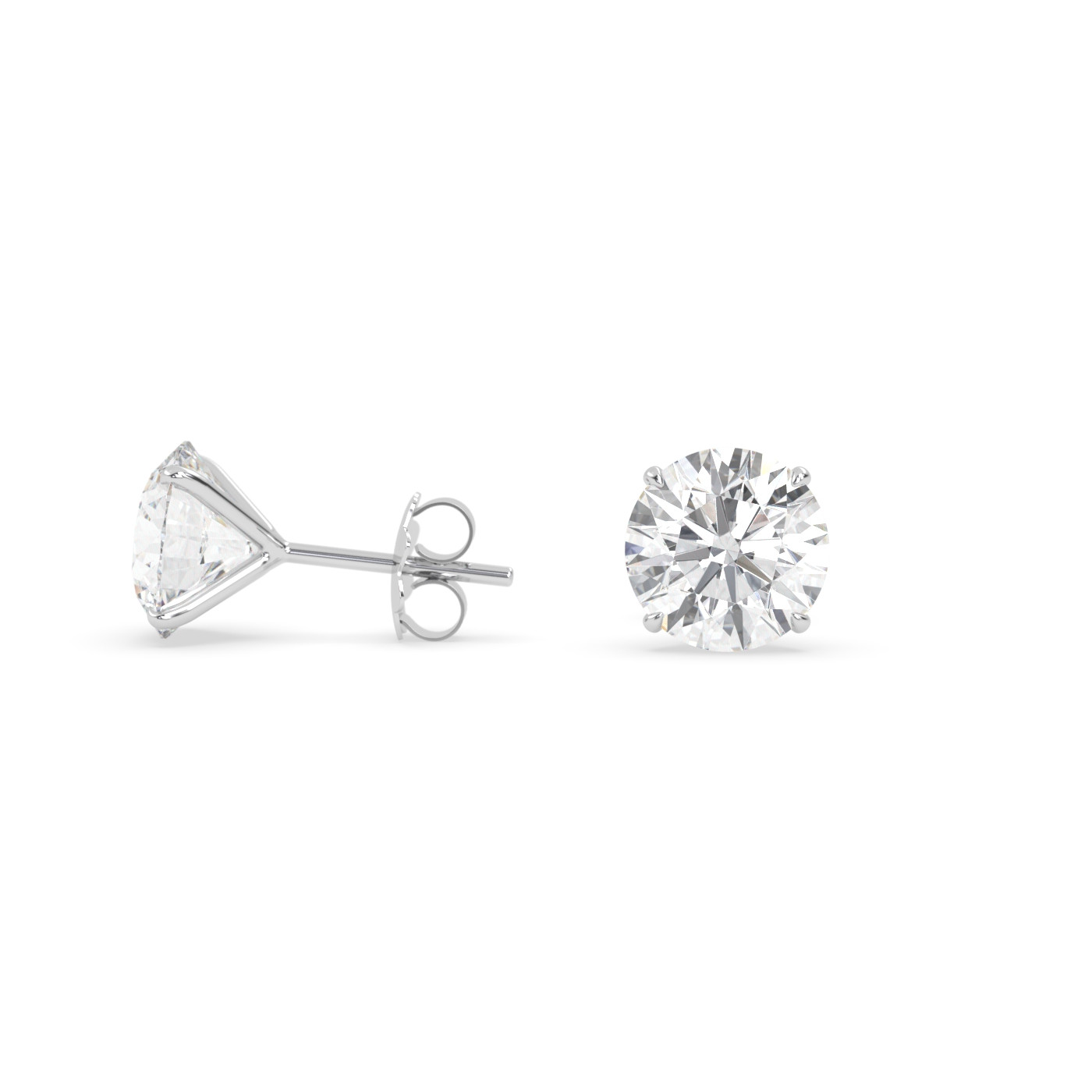 18k white gold  diamond stud earrings with 4 prongs