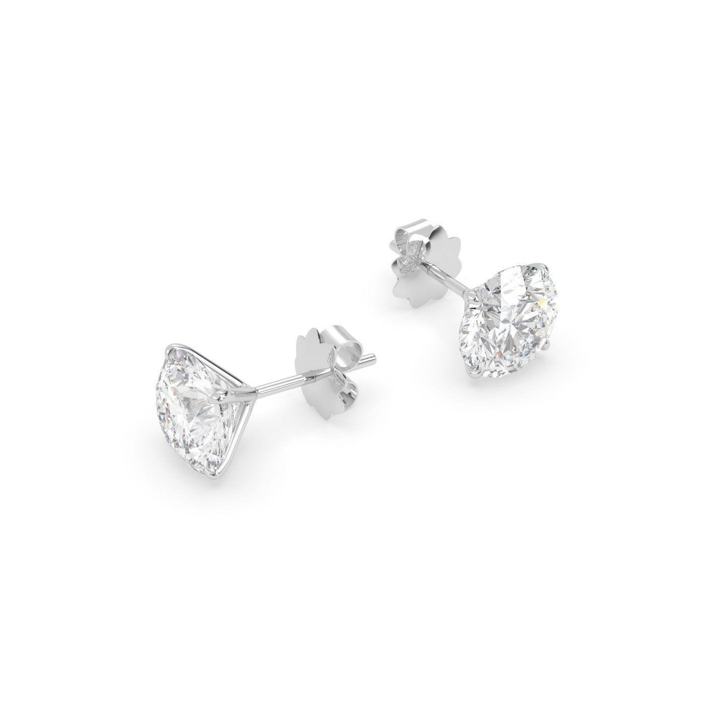 18k white gold  diamond stud earrings with 4 prongs