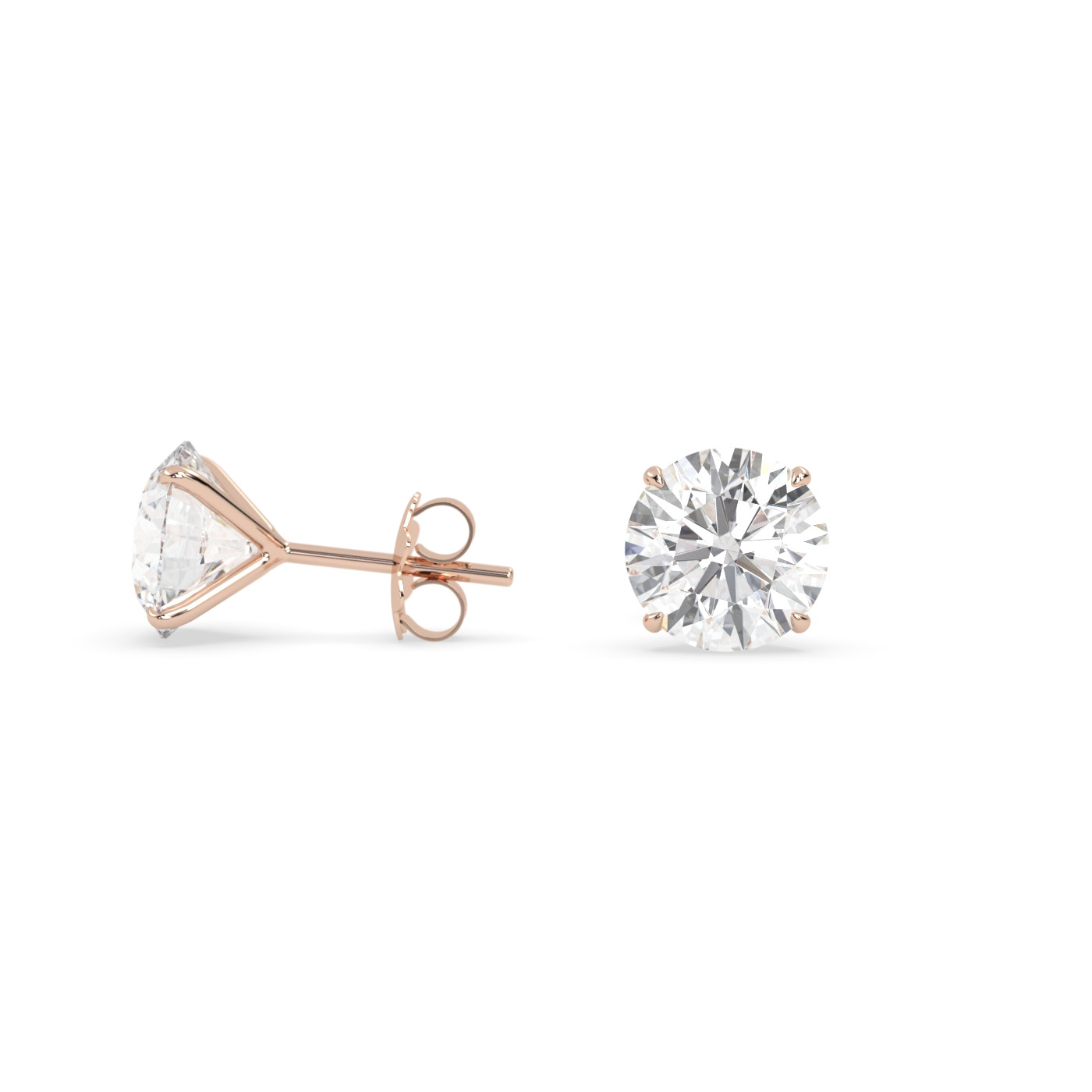 18k rose gold  diamond stud earrings with 4 prongs