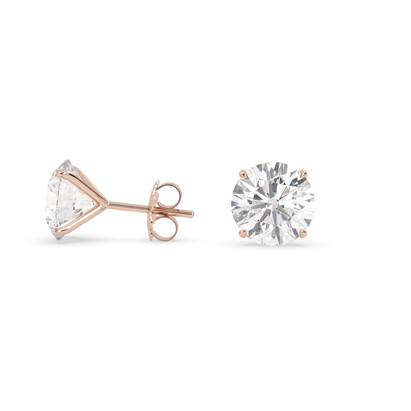 18k rose gold  diamond stud earrings with 4 prongs