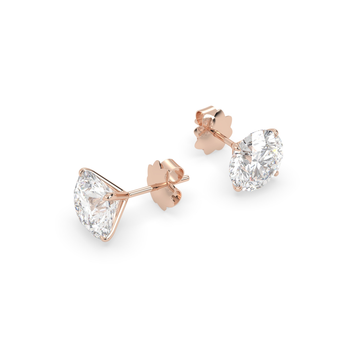 18k rose gold  diamond stud earrings with 4 prongs