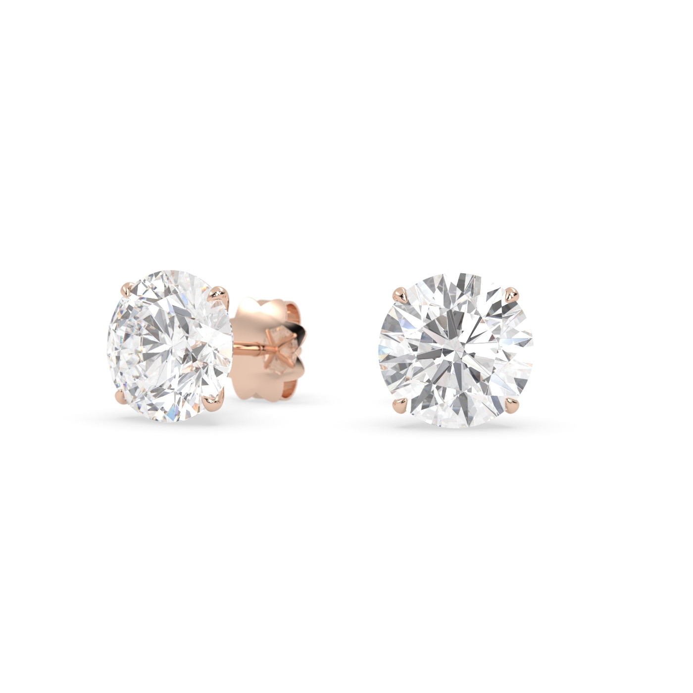 18k rose gold  diamond stud earrings with 4 prongs Photos & images